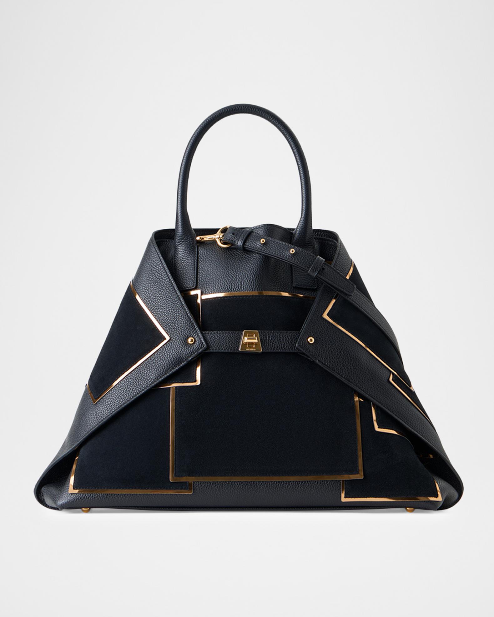 Akris Ai Medium Metallic Patchwork Top-Handle Bag | Neiman Marcus