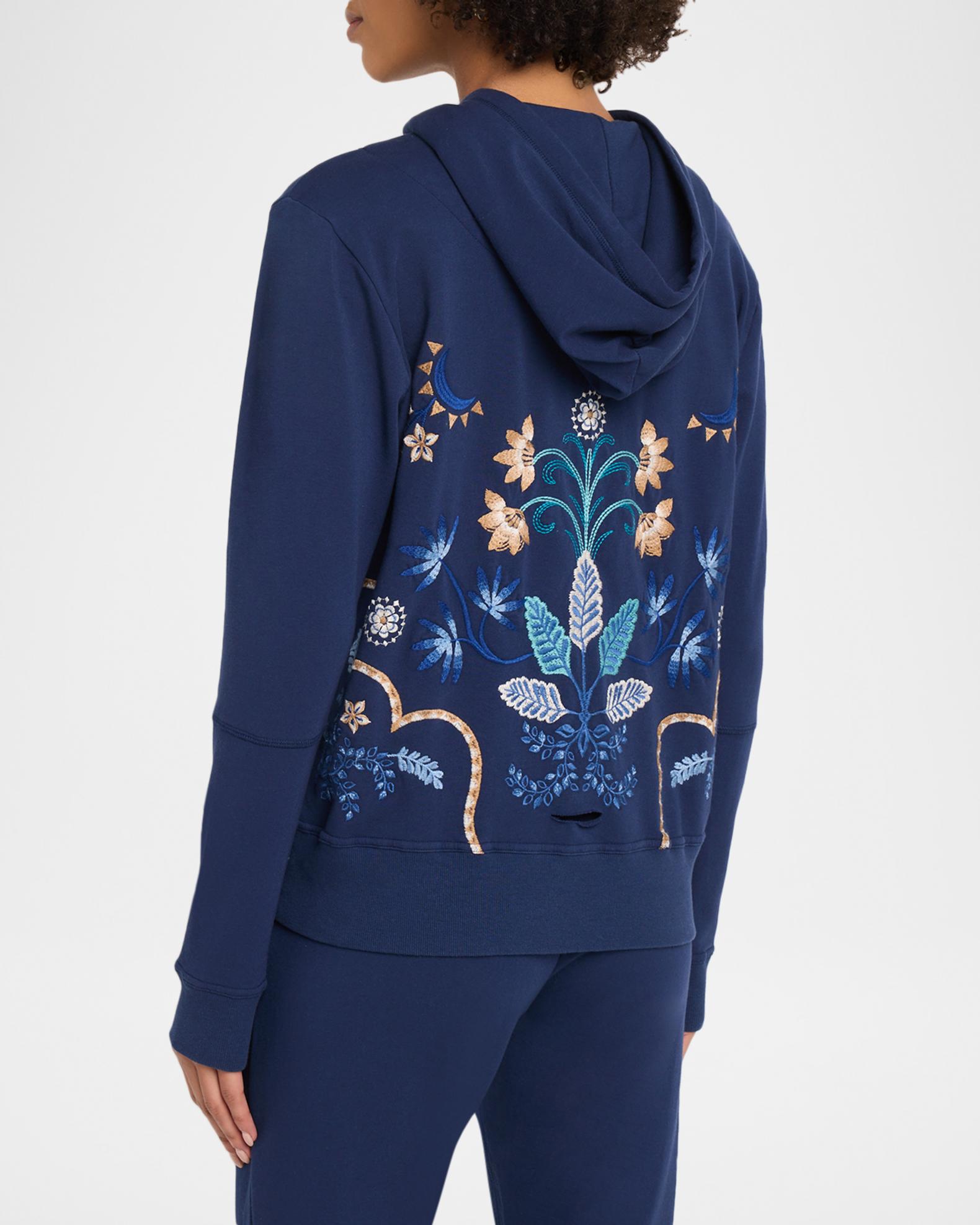 Johnny Was Embroidered Modern Zip-Up Hoodie | Neiman Marcus
