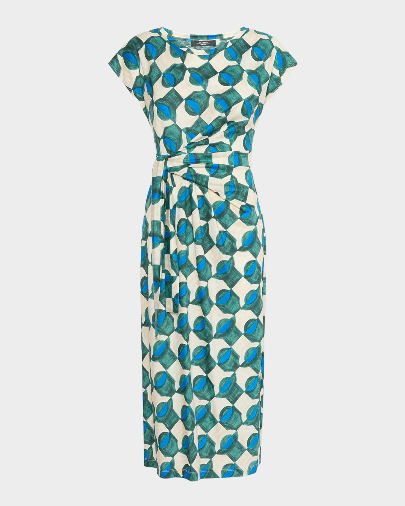 Weekend Max Mara Geo-Print Gathered Cap-Sleeve Midi Dress | Neiman
