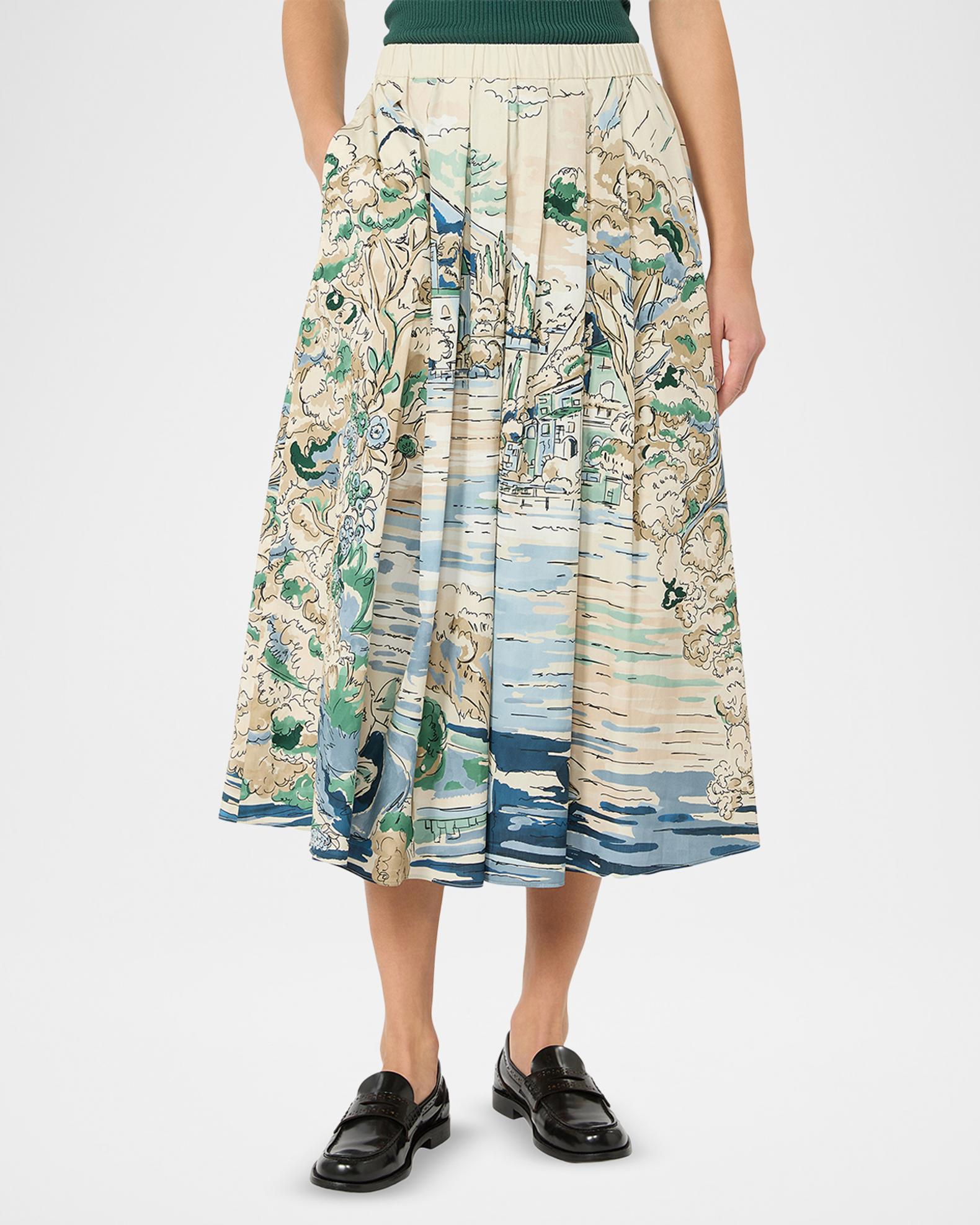 Weekend Max Mara Pleated Cotton Poplin Midi Skirt | Neiman Marcus