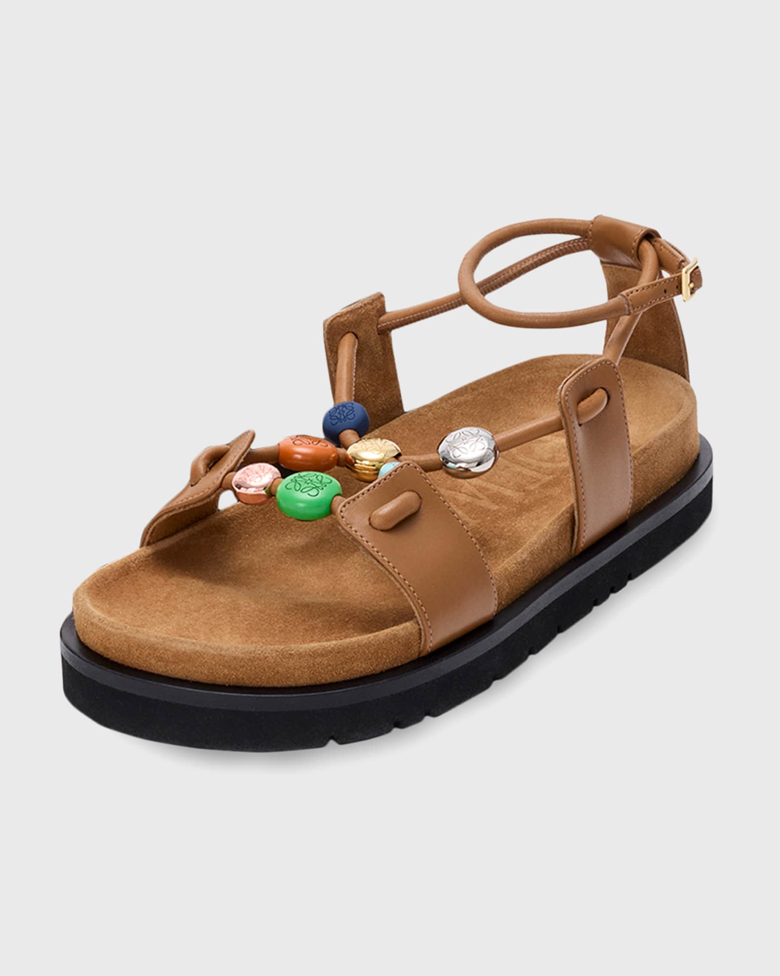☆SALE☆限定商品❤︎LOEWE PAULAS IBIZA Loewe x Paula's Ibiza Anagram Pebble Bead Leather Sandals | Neiman