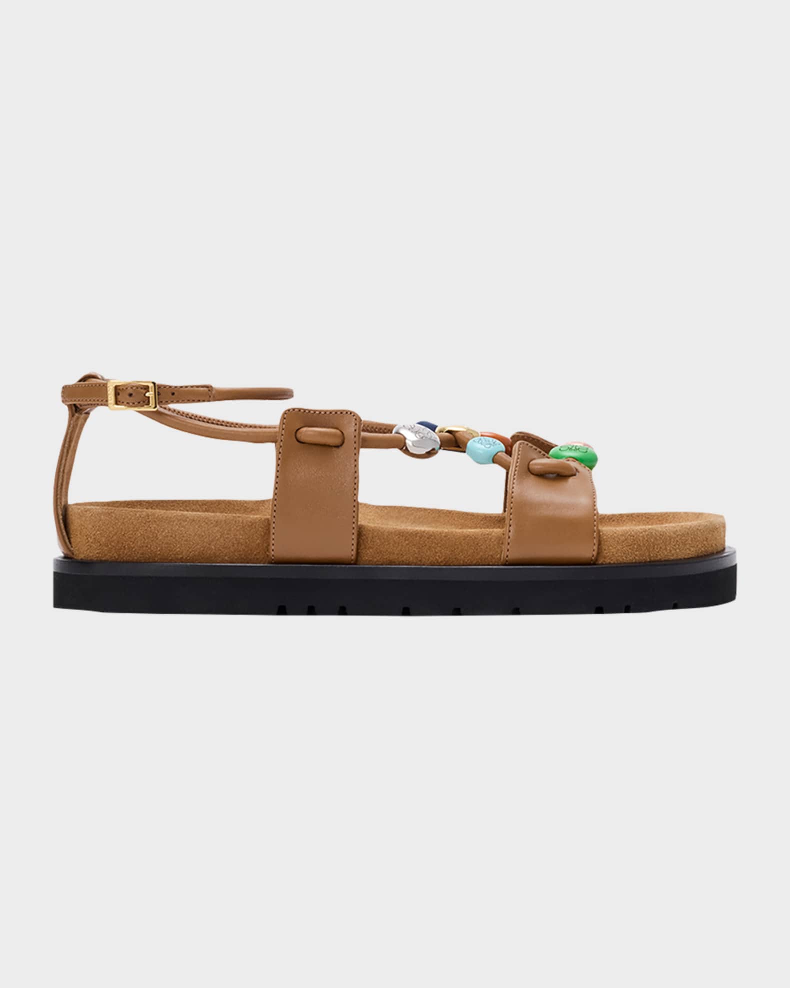 Loewe x Paula's Ibiza Anagram Pebble Bead Leather Sandals | Neiman
