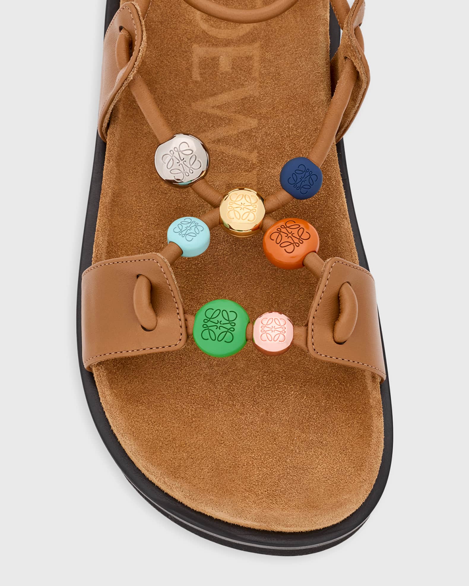 Loewe x Paula's Ibiza Anagram Pebble Bead Leather Sandals | Neiman
