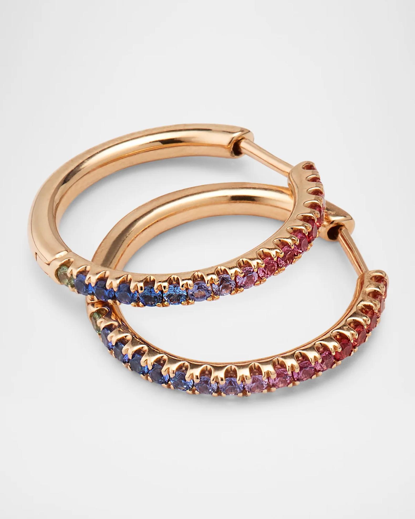 Lisa Nik 18K Rose Gold Hinged Hoop Earrings with Mixed Sapphires