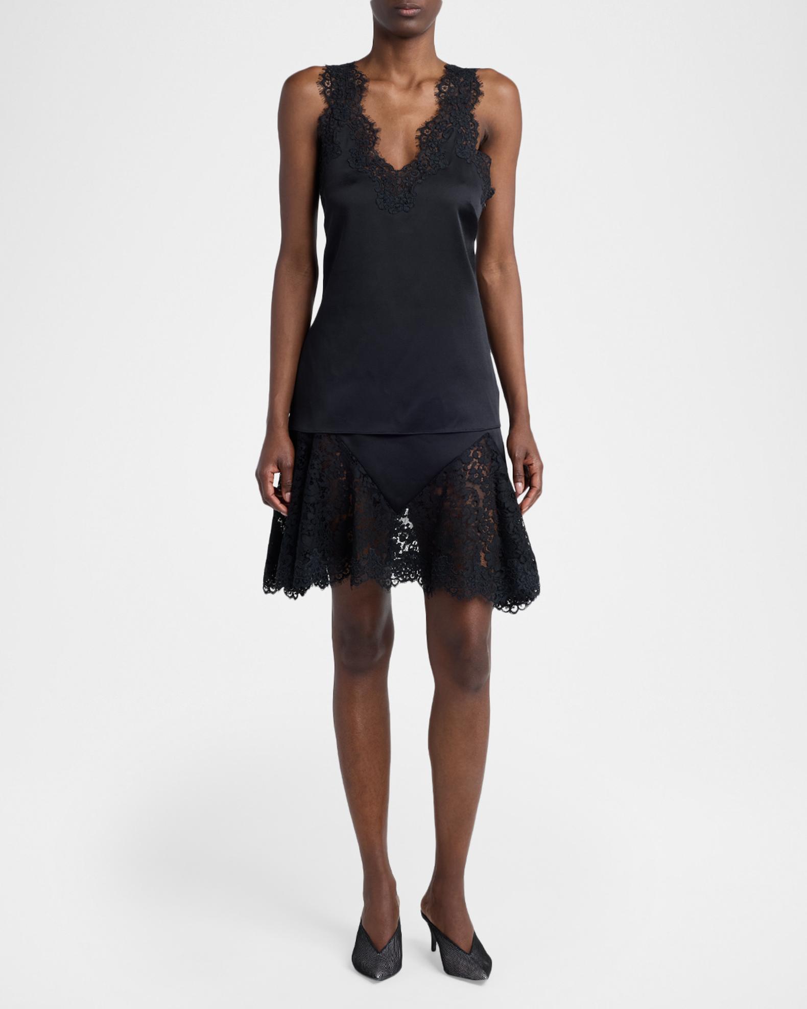 Stella McCartney Lace-Trim Satin Mini Skirt | Neiman Marcus