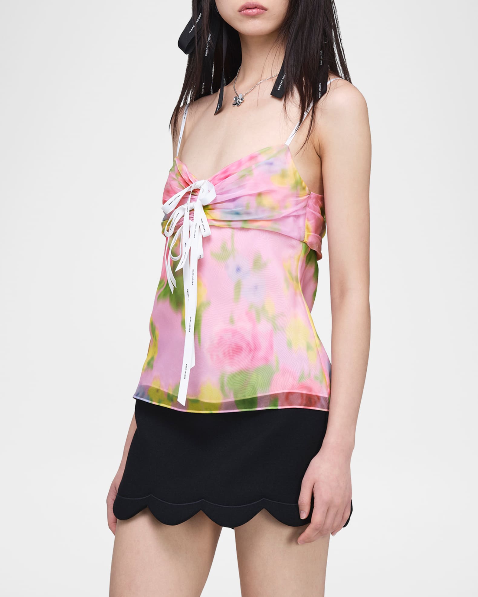 トップス HEAVEN by marc jacobs coquette bow top Marc Jacobs Blurred Floral Bow Top | Neiman Marcus