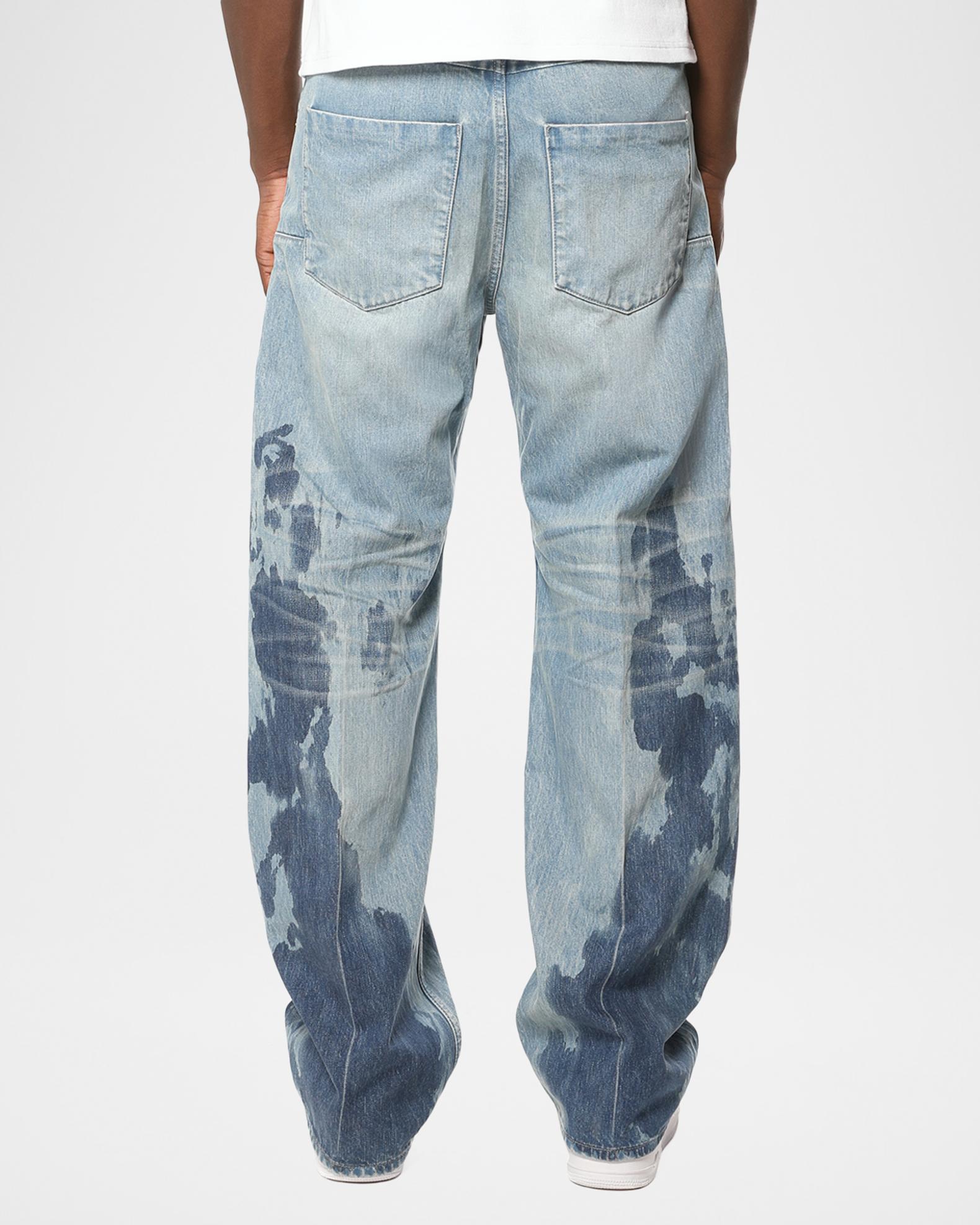 PURPLE Men's Blowout Bleached Wide-Leg Jeans | Neiman Marcus