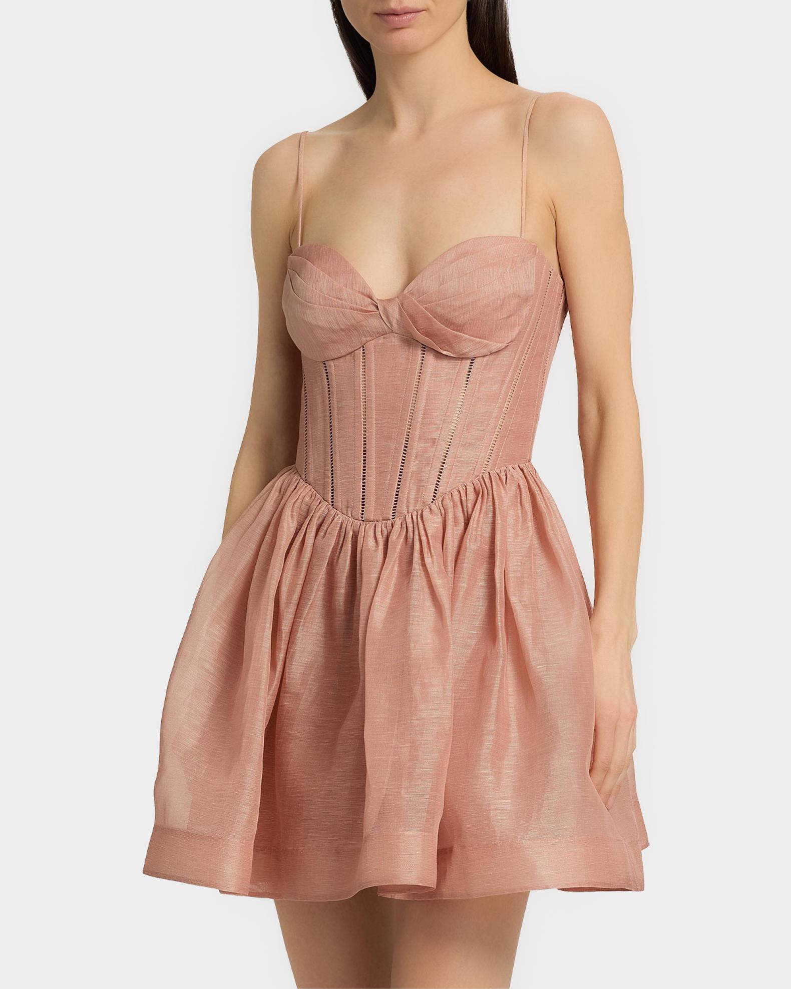 Zimmermann Luna Corset Mini Dress in Blush