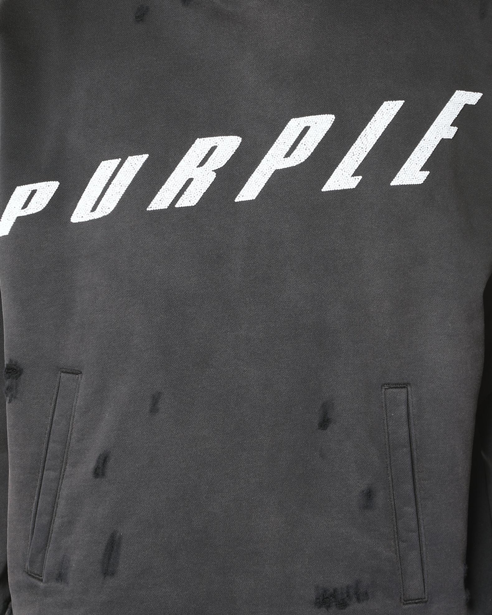 PURPLE Men's Slanted Logo Distressed Fleece Hoodie | Neiman Marcus