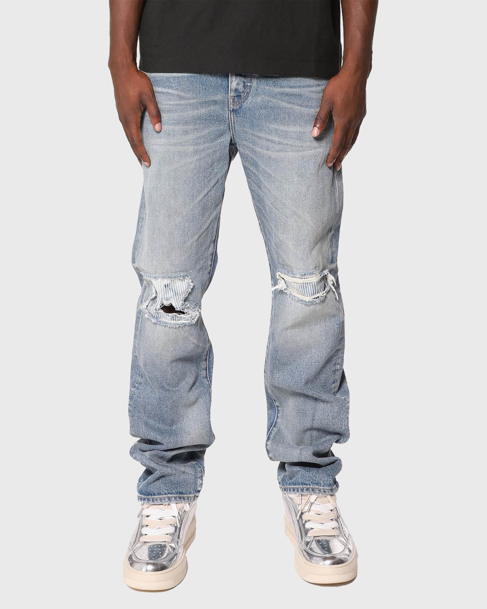 PURPLE Men's Sun-Faded Straight-Leg Jeans | Neiman Marcus