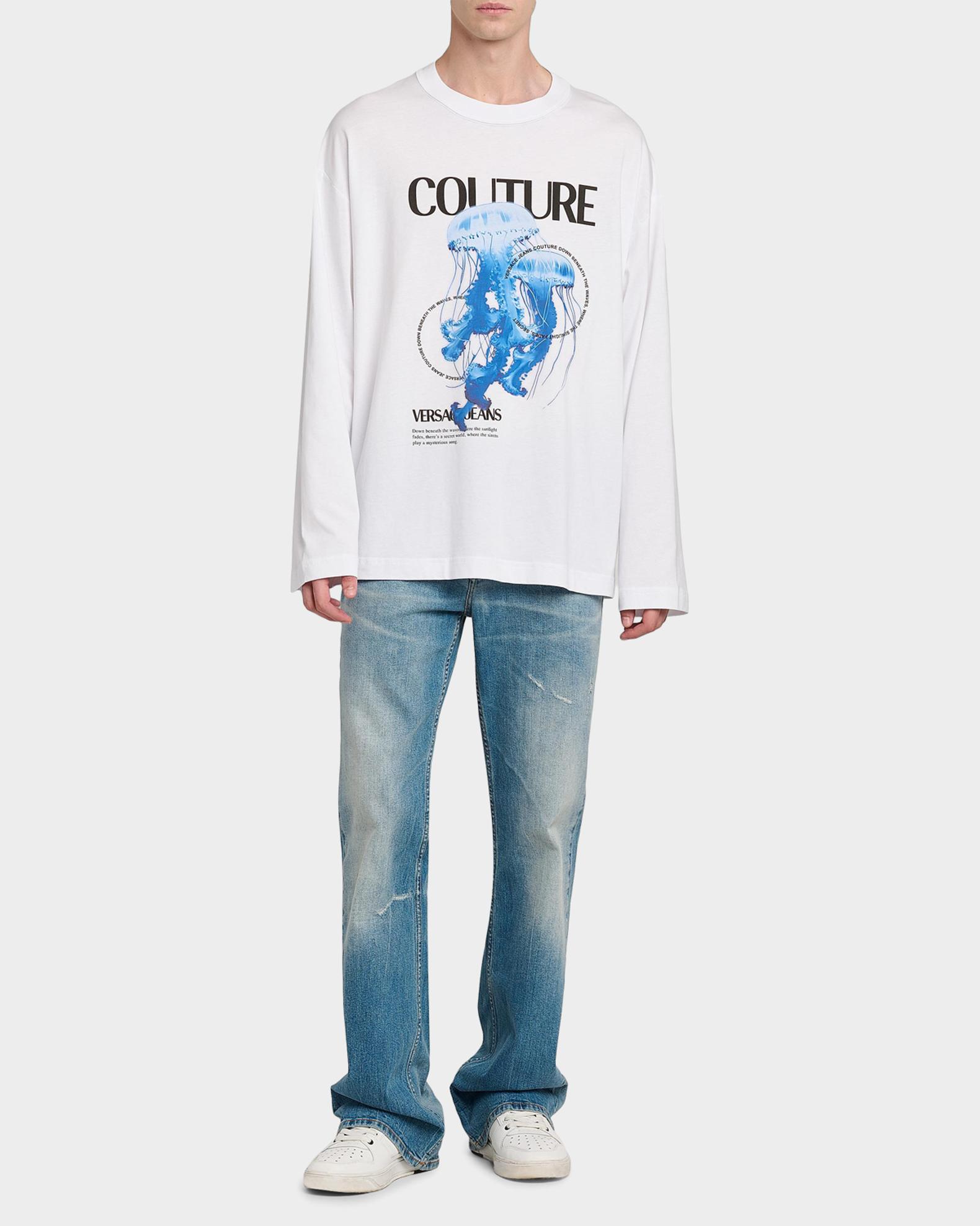 VERSACE JEANS COUTURE 宇宙柄長袖トップス Versace Jeans Couture Jellyfish Long-Sleeve T-Shirt | Neiman Marcus