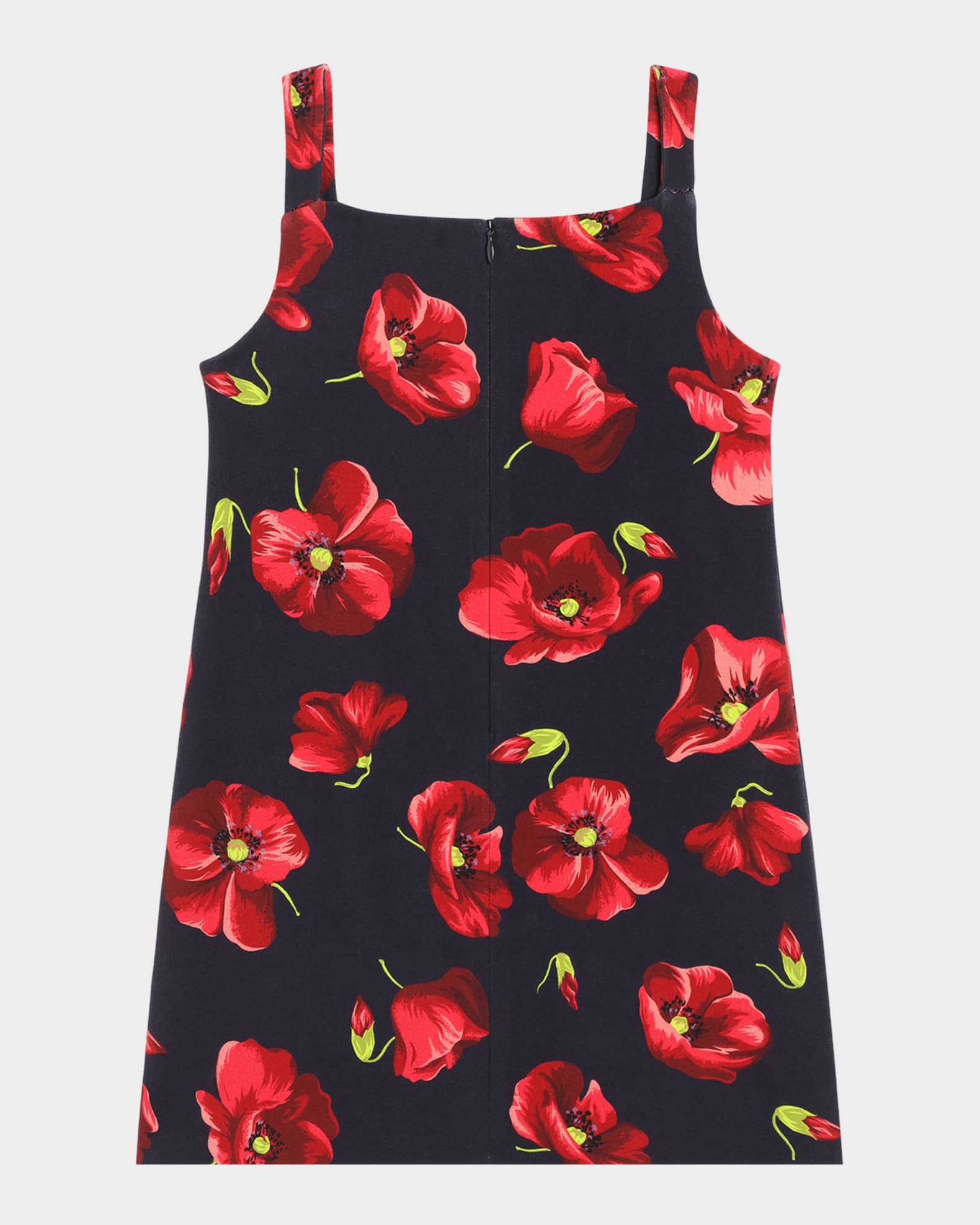 Dolce&Gabbana Girl's Poppy-Print Stretch Cotton Dress, Size 8-14
