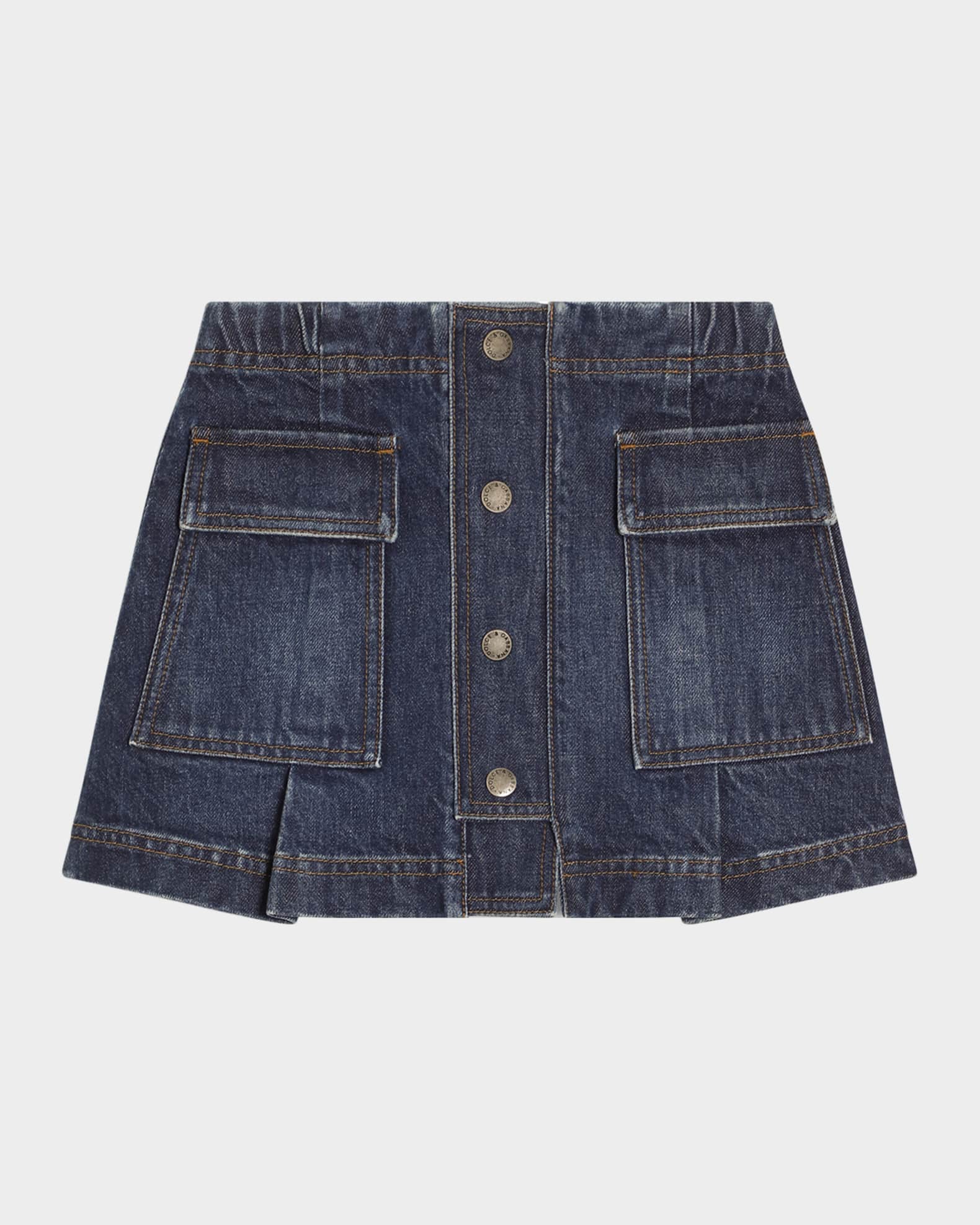 Dolce&Gabbana Girl's Pleated Denim Mini Skirt, Size 8-14 | Neiman