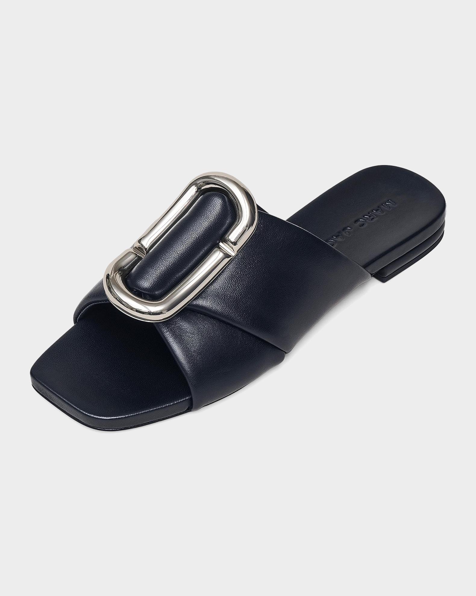 Marc Jacobs The Criss Cross Leather Flat Slide Sandals | Neiman Marcus