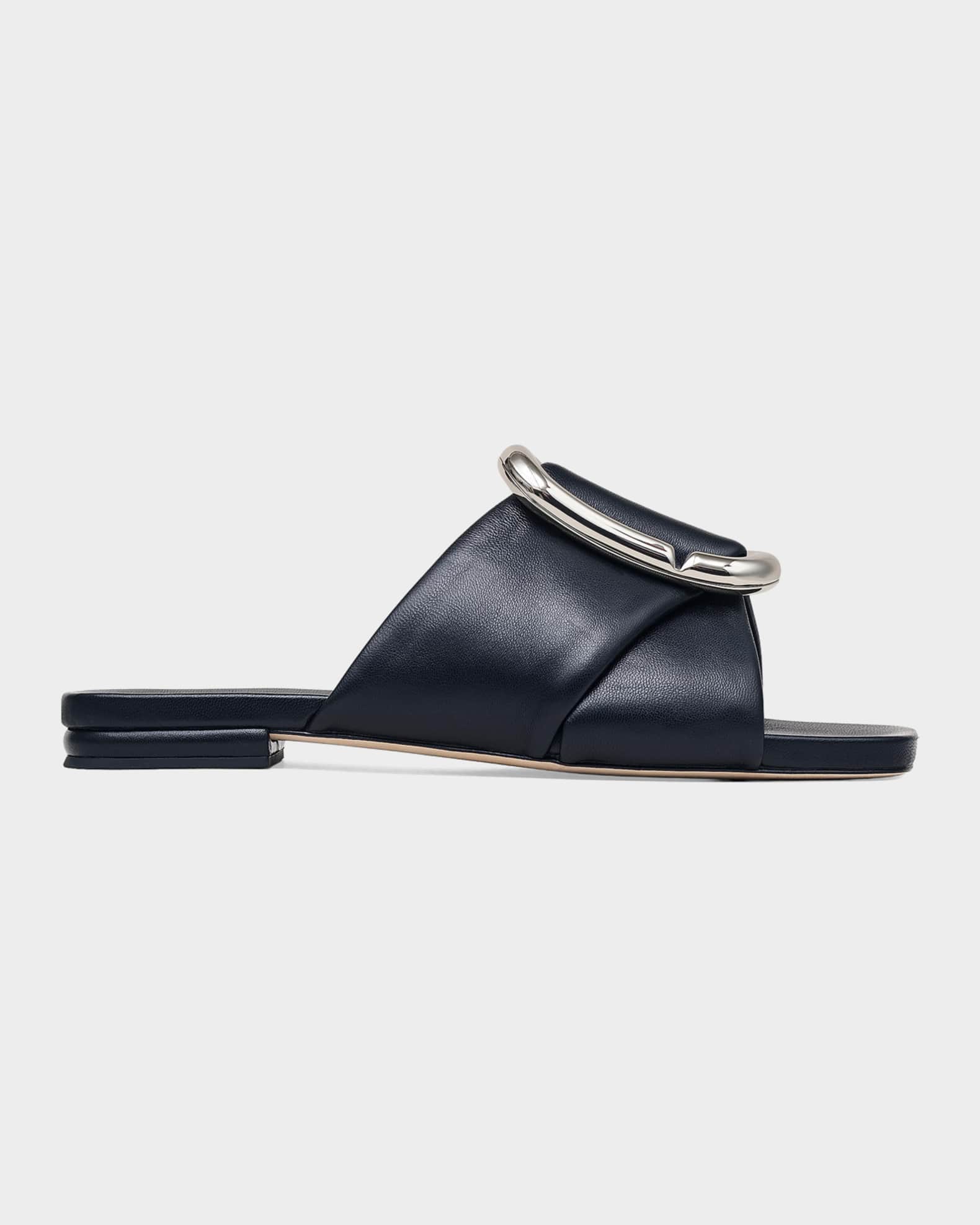 Marc Jacobs The Criss Cross Leather Flat Slide Sandals | Neiman Marcus