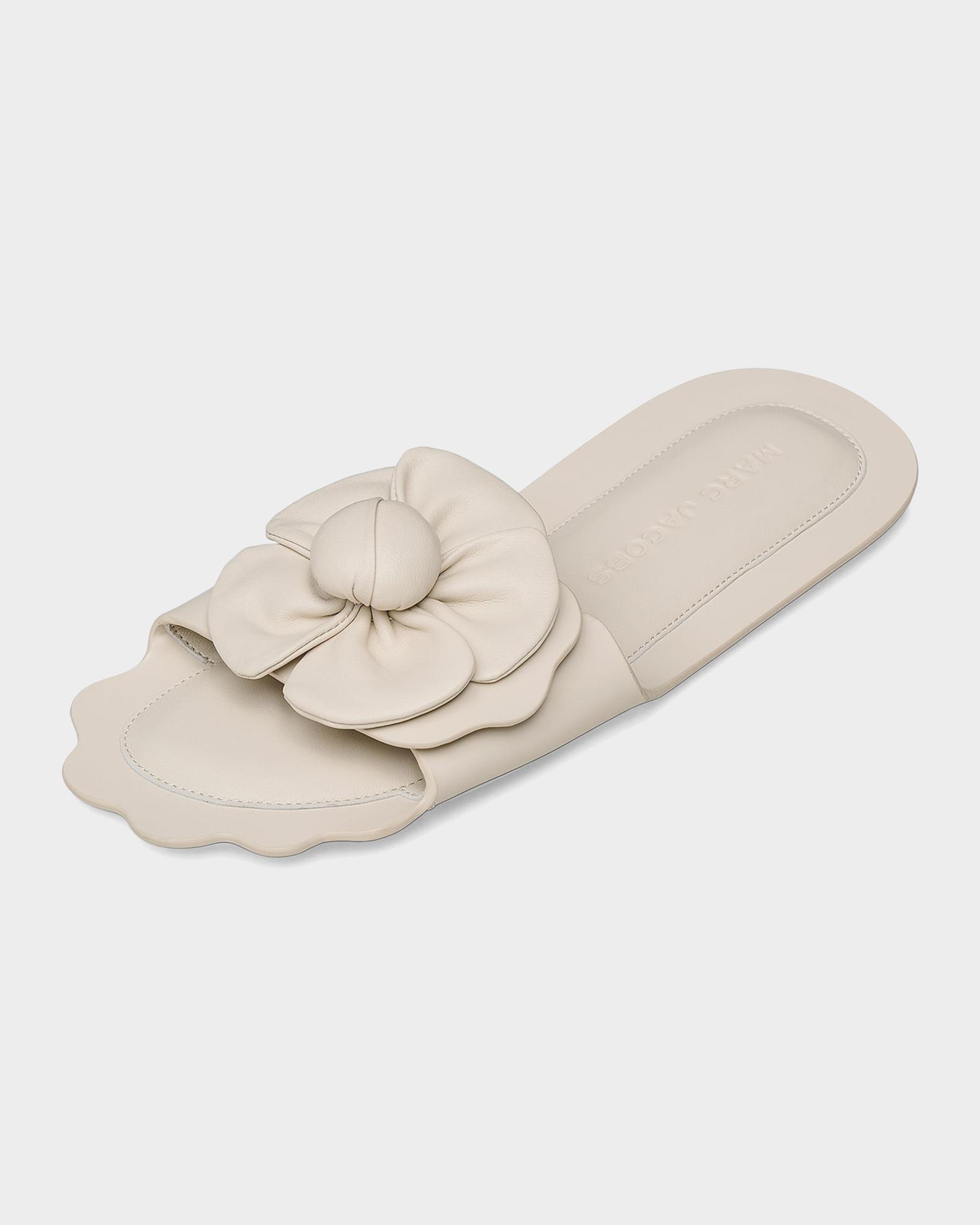 Marc Jacobs The Daisy Leather Flat Slide Sandals | Neiman Marcus