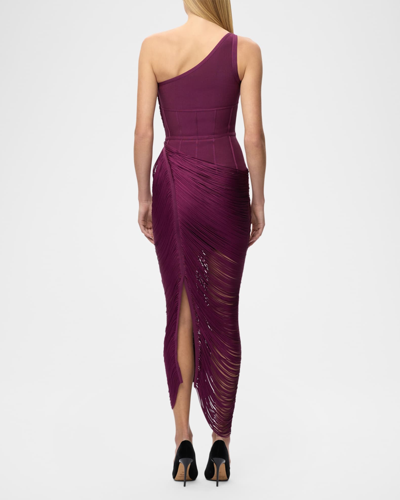 purple herve leger dress Herve Leger Mock Neck Midi Length Dress - Purple Dresses, Clothing -  HEV103059