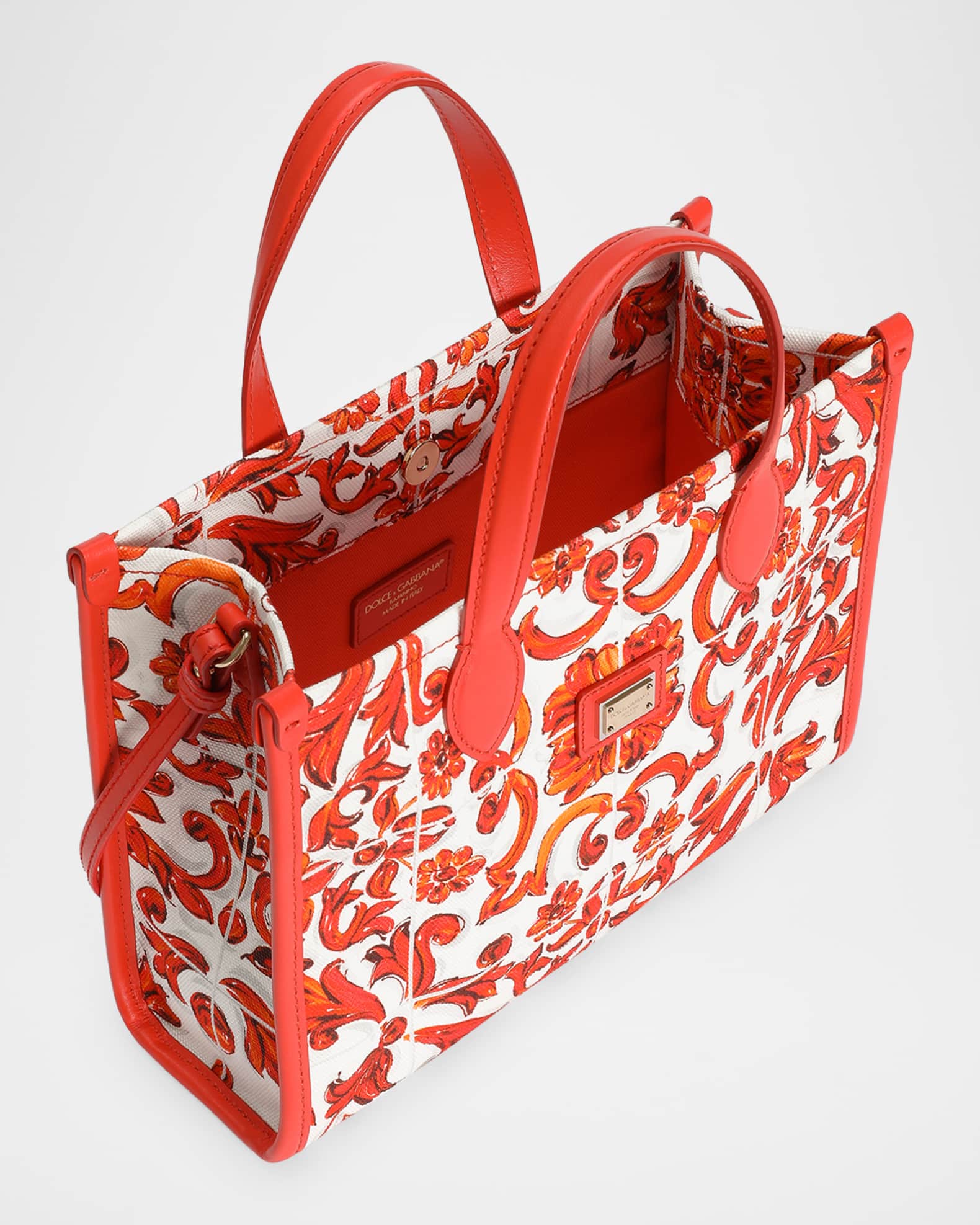 Dolce&Gabbana Kid's Majolica-Print Canvas Tote Shopping Bag