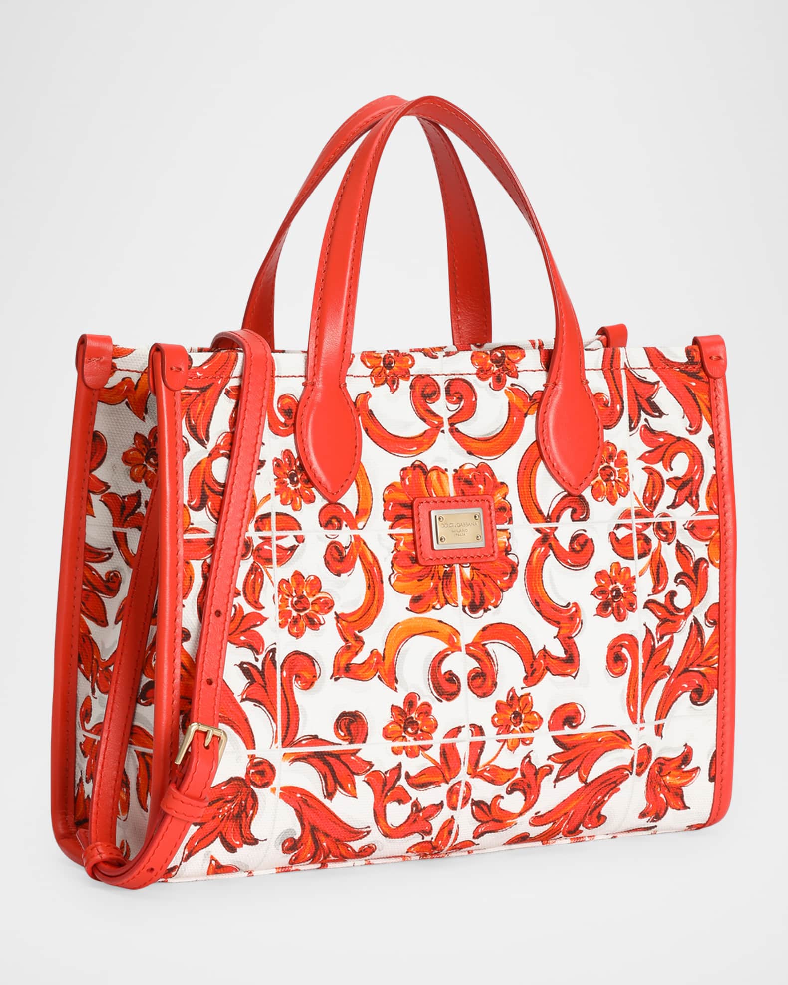 【未使用】DOLCE&GABBANAマヨリカプリント トラックJKおしゃれ Dolce&Gabbana Kid's Majolica-Print Canvas Tote Shopping Bag