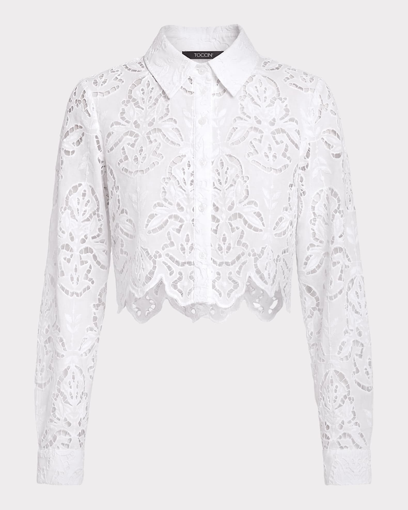 Toccin Jilly Embroidered Cropped Blouse | Neiman Marcus