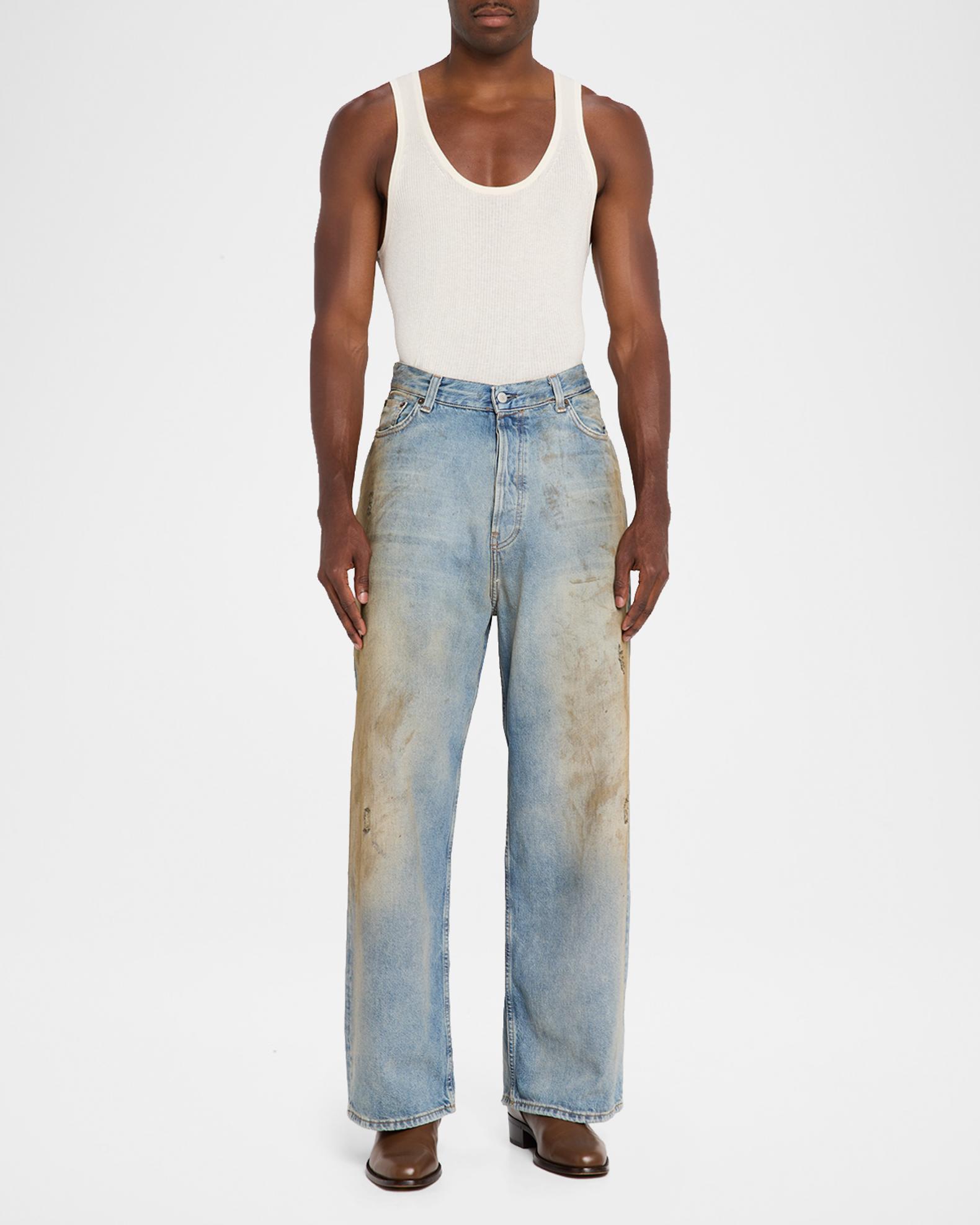 Acne Studios Men's 2023 U Penicil Dirty-Effect Jeans | Neiman Marcus