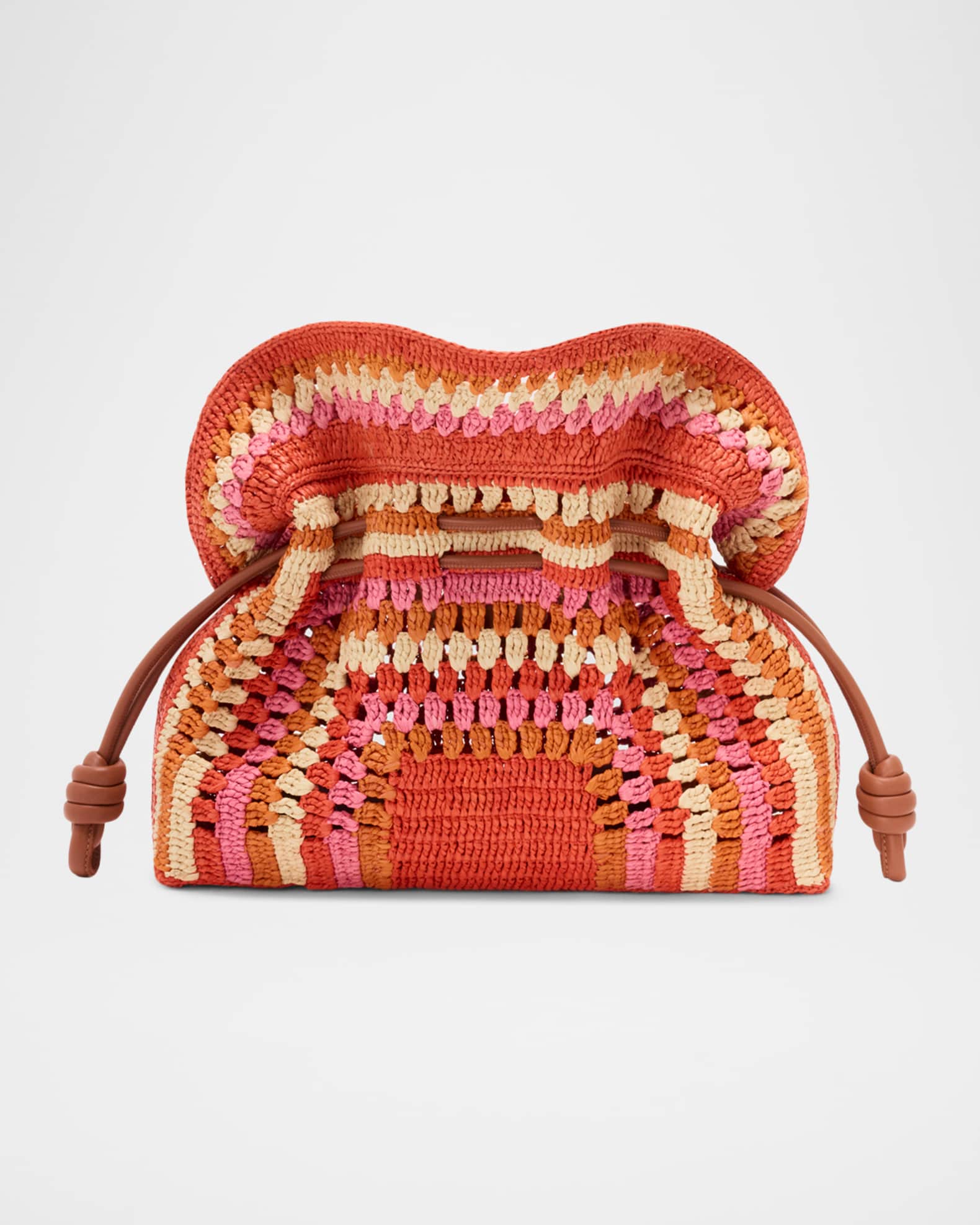 Loewe x Paula's Ibiza Flamenco Striped Crochet Raffia Clutch Bag