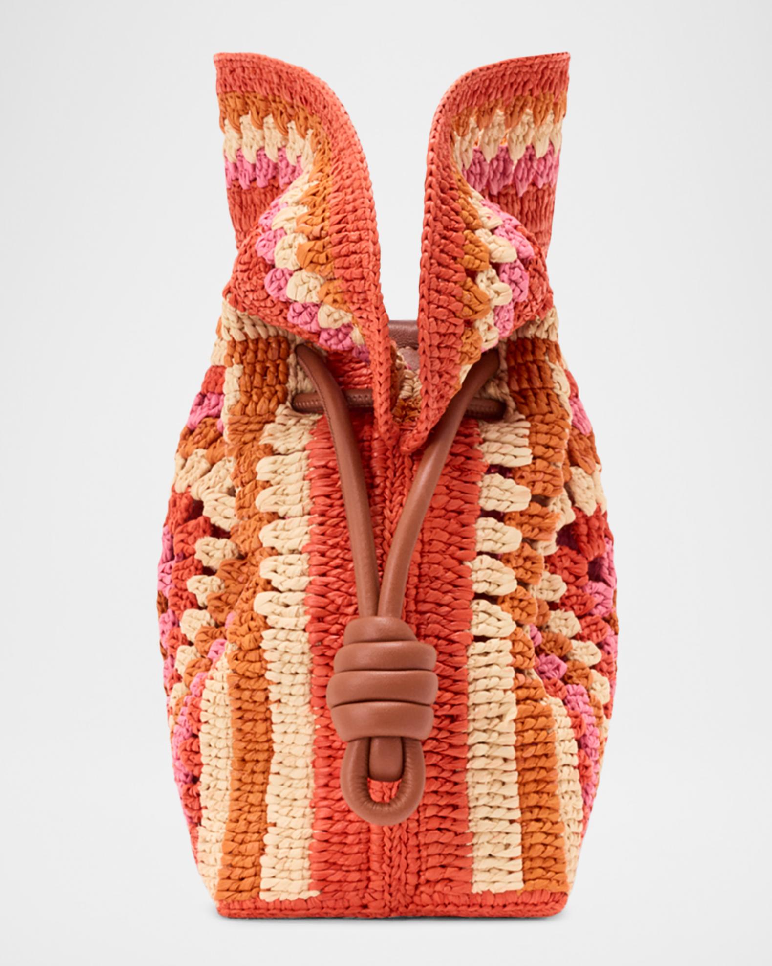 LOEWE x Paula's Ibiza Flamenco Striped Crochet Raffia Clutch Bag