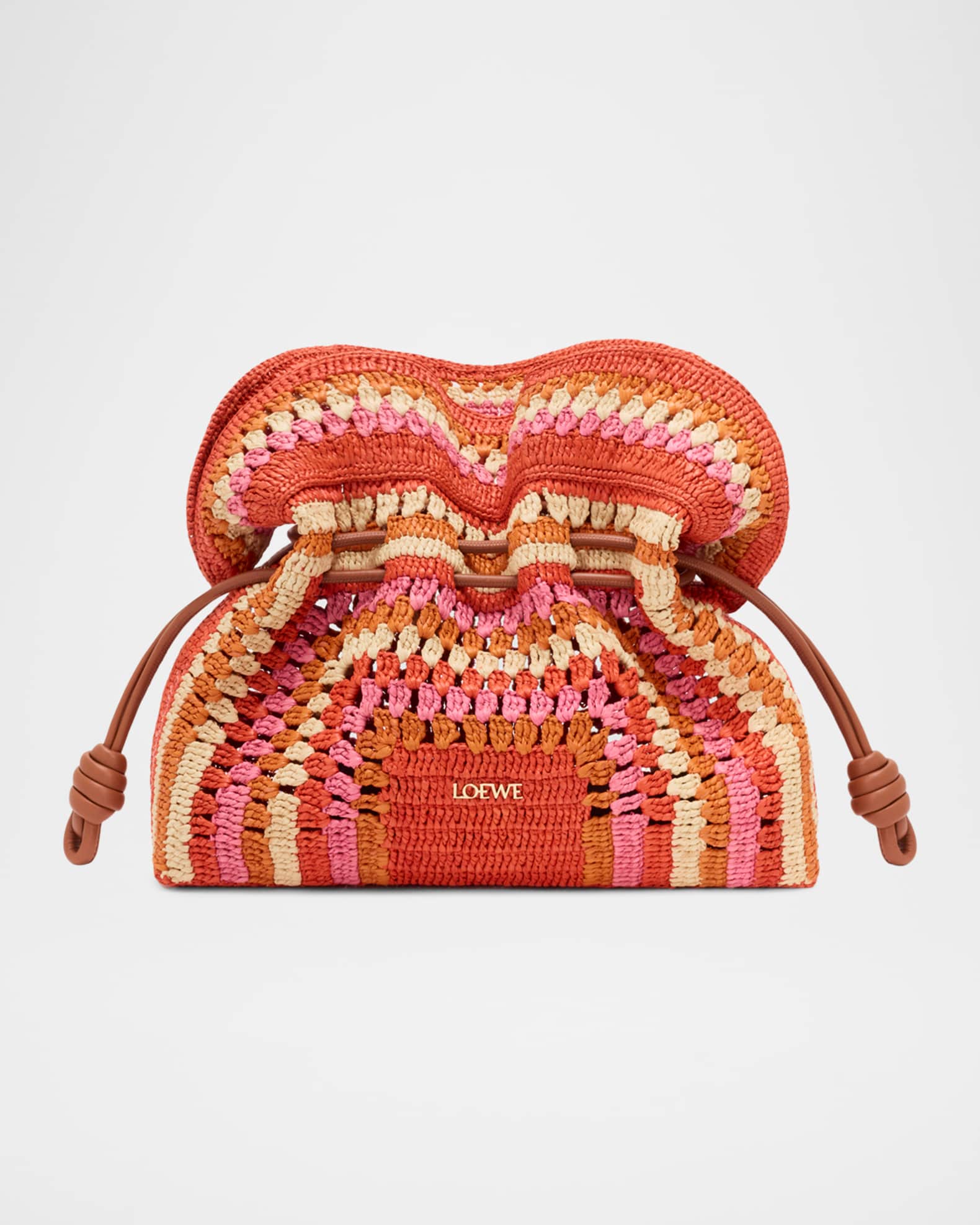 と*ん様 Loewe パウラルイビザ　スクウェアクッション Loewe x Paula's Ibiza Flamenco Striped Crochet Raffia Clutch Bag