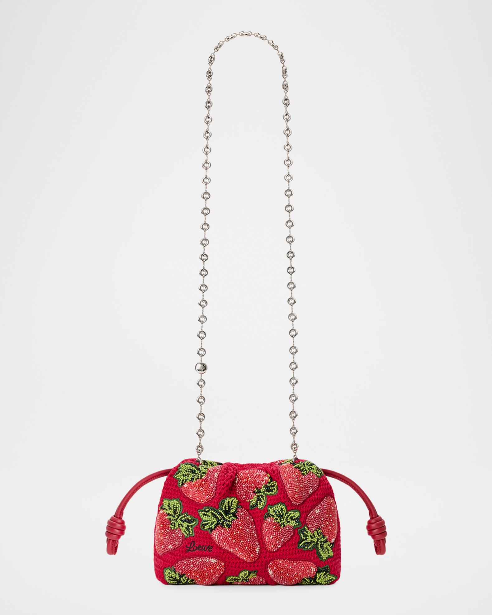 LOEWE x Paula's Ibiza Strawberry-Beaded Crochet Clutch Bag