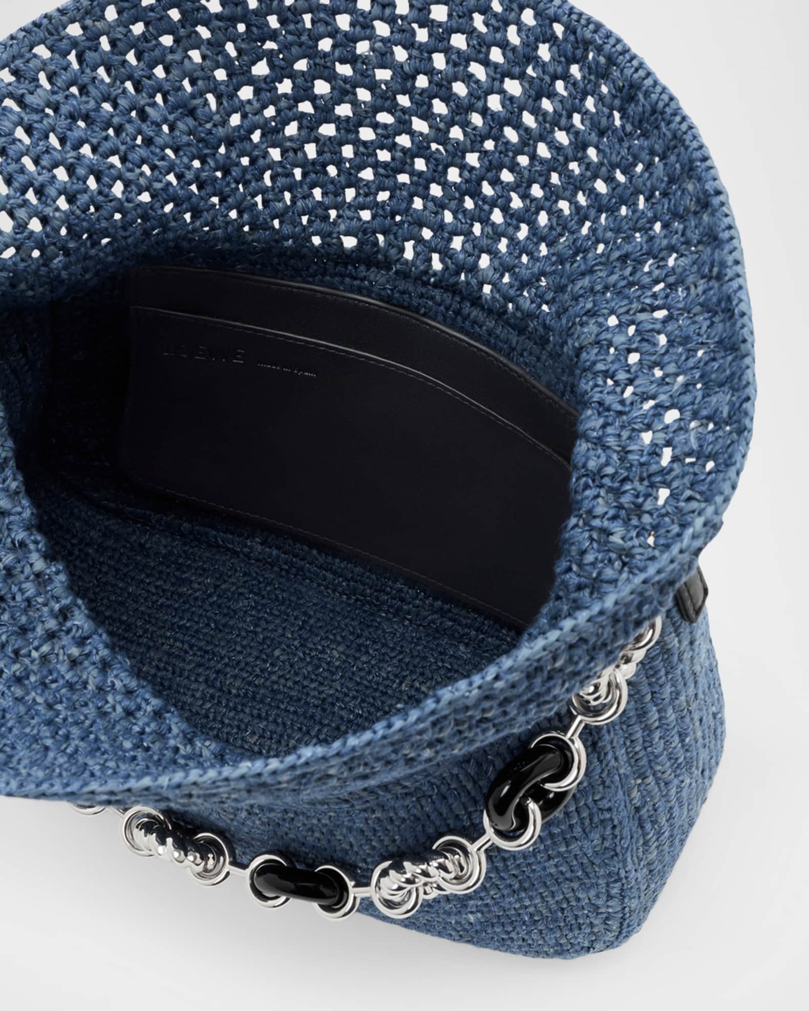 Loewe x Paula's Ibiza Ola Medium Bag in Denim-Effect Raffia
