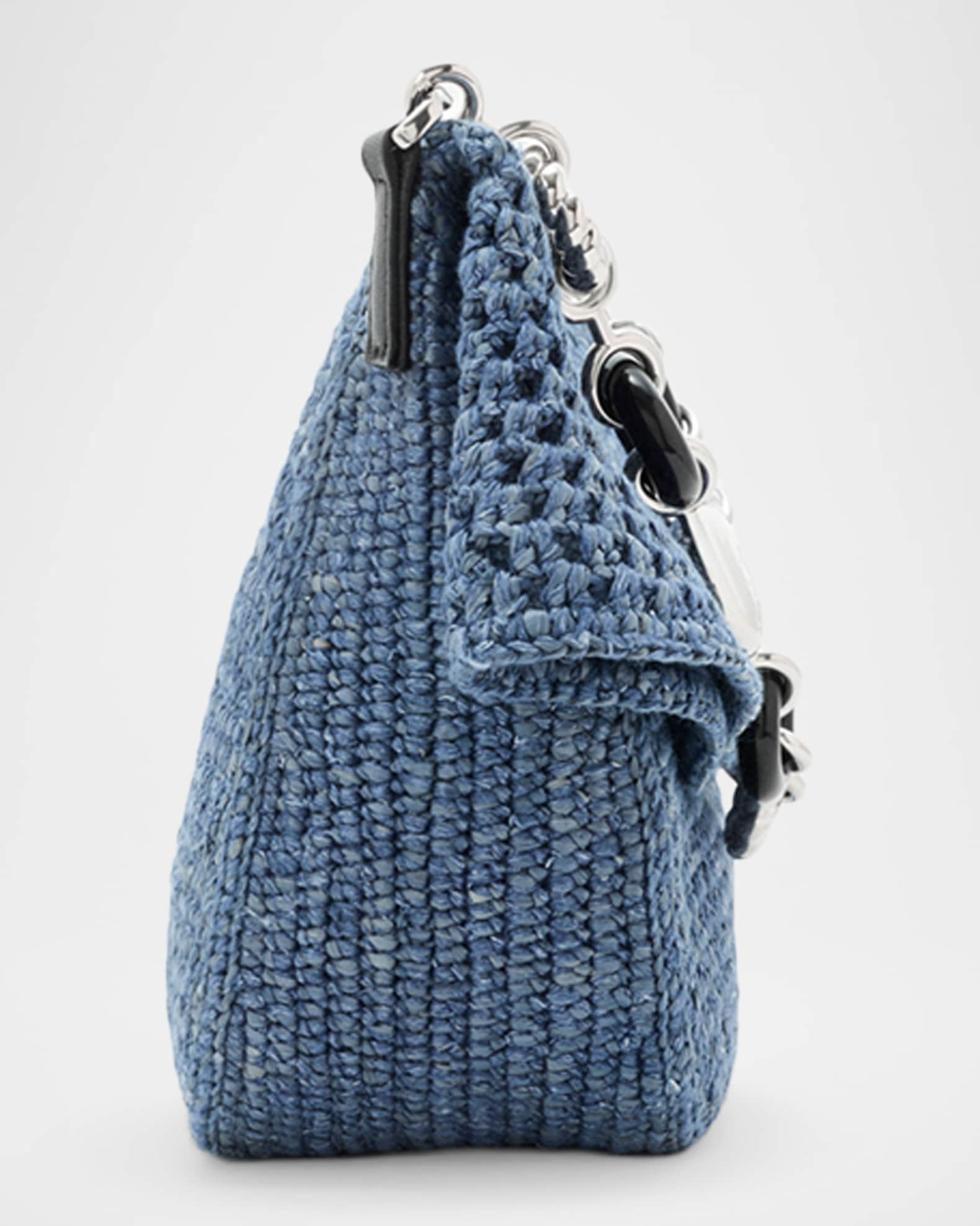 Loewe x Paula's Ibiza Ola Medium Bag in Denim-Effect Raffia