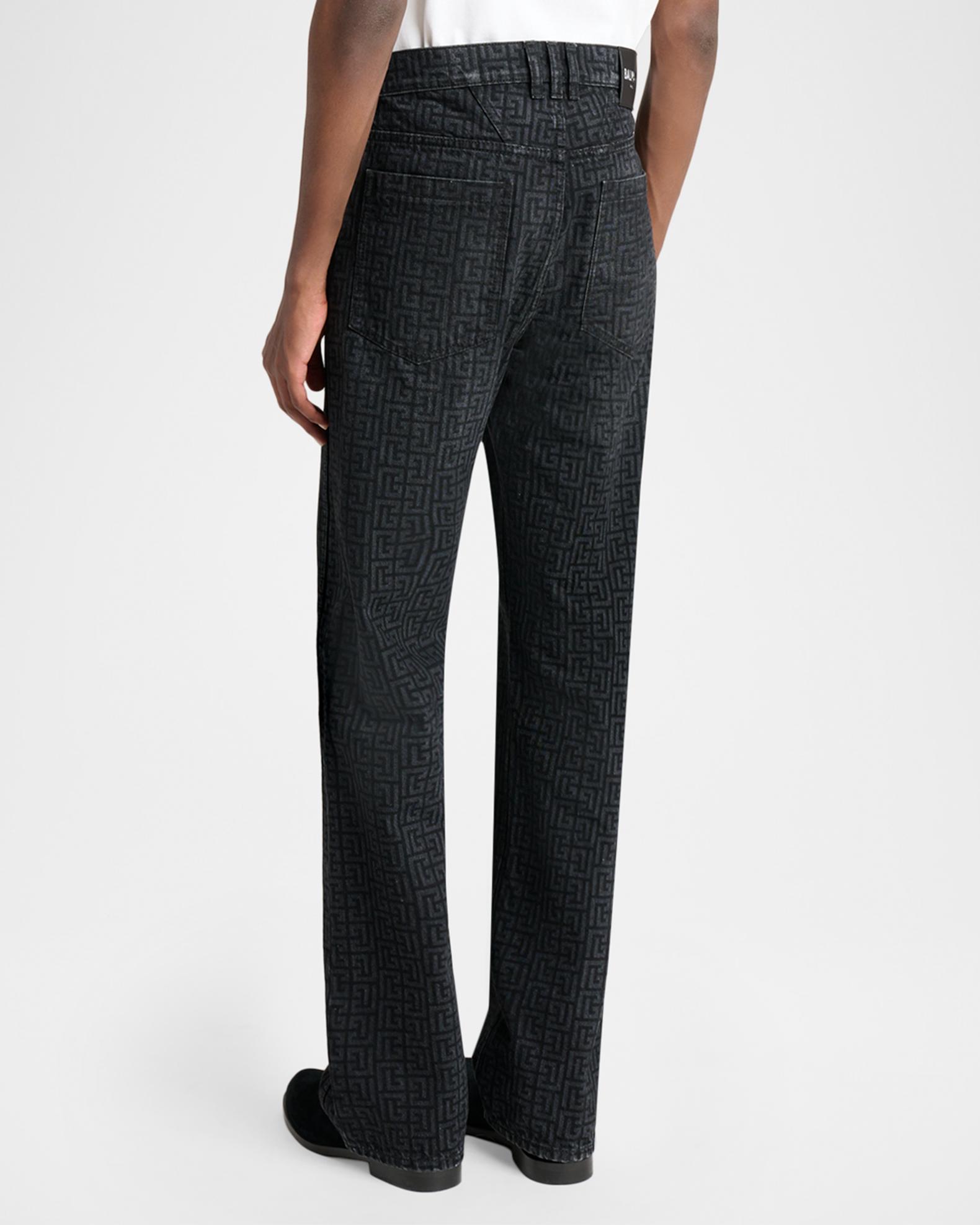 Balmain Men's Loose-Fit Monogram Denim Jeans | Neiman Marcus
