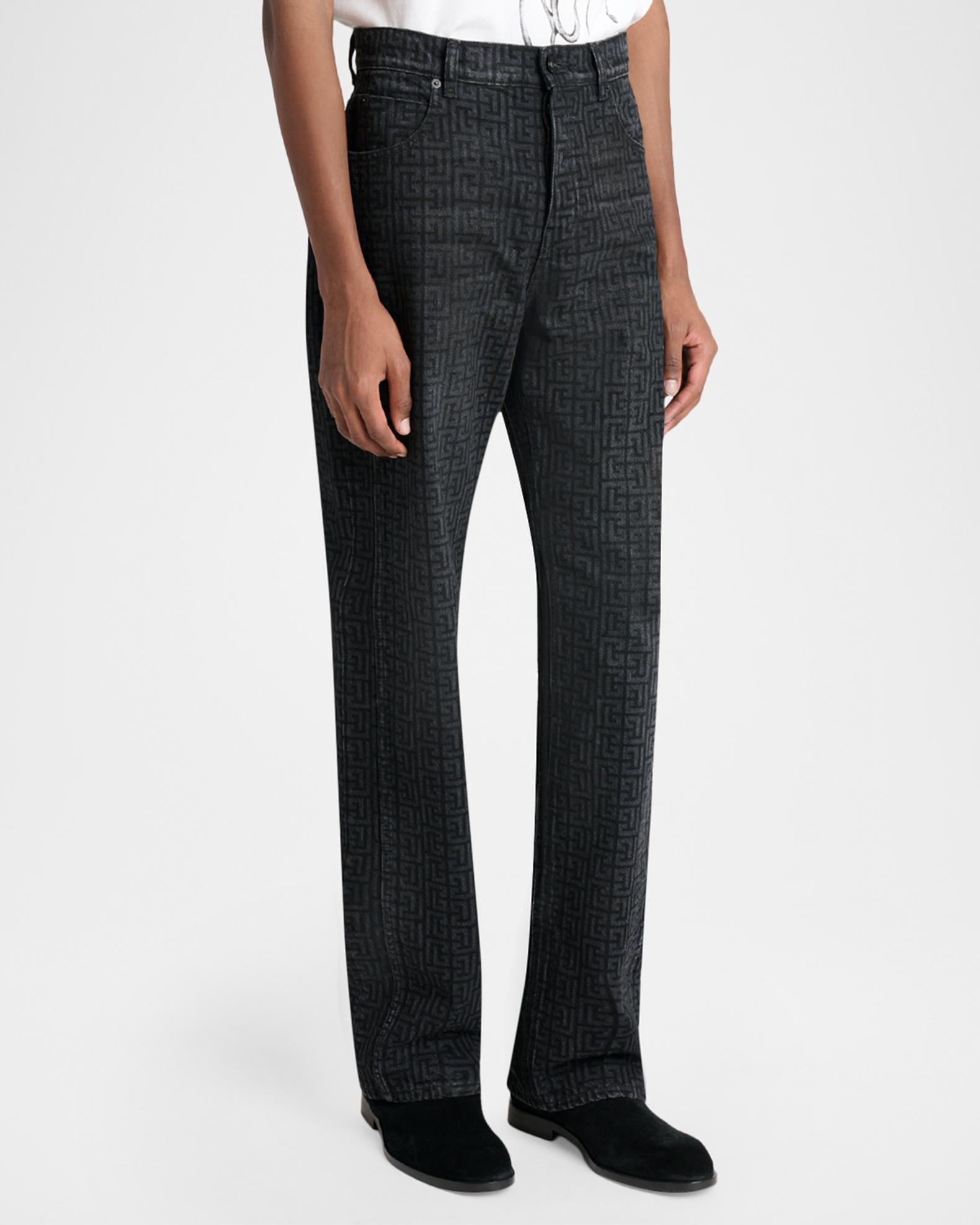 Balmain Men's Loose-Fit Monogram Denim Jeans | Neiman Marcus