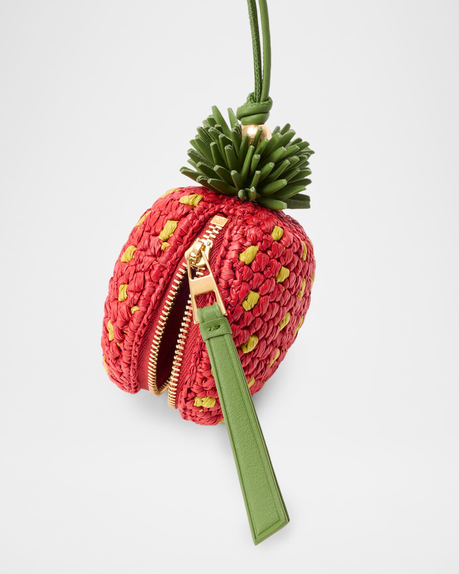 Loewe x Paula's Ibiza Strawberry Raffia Coin Purse | Neiman Marcus