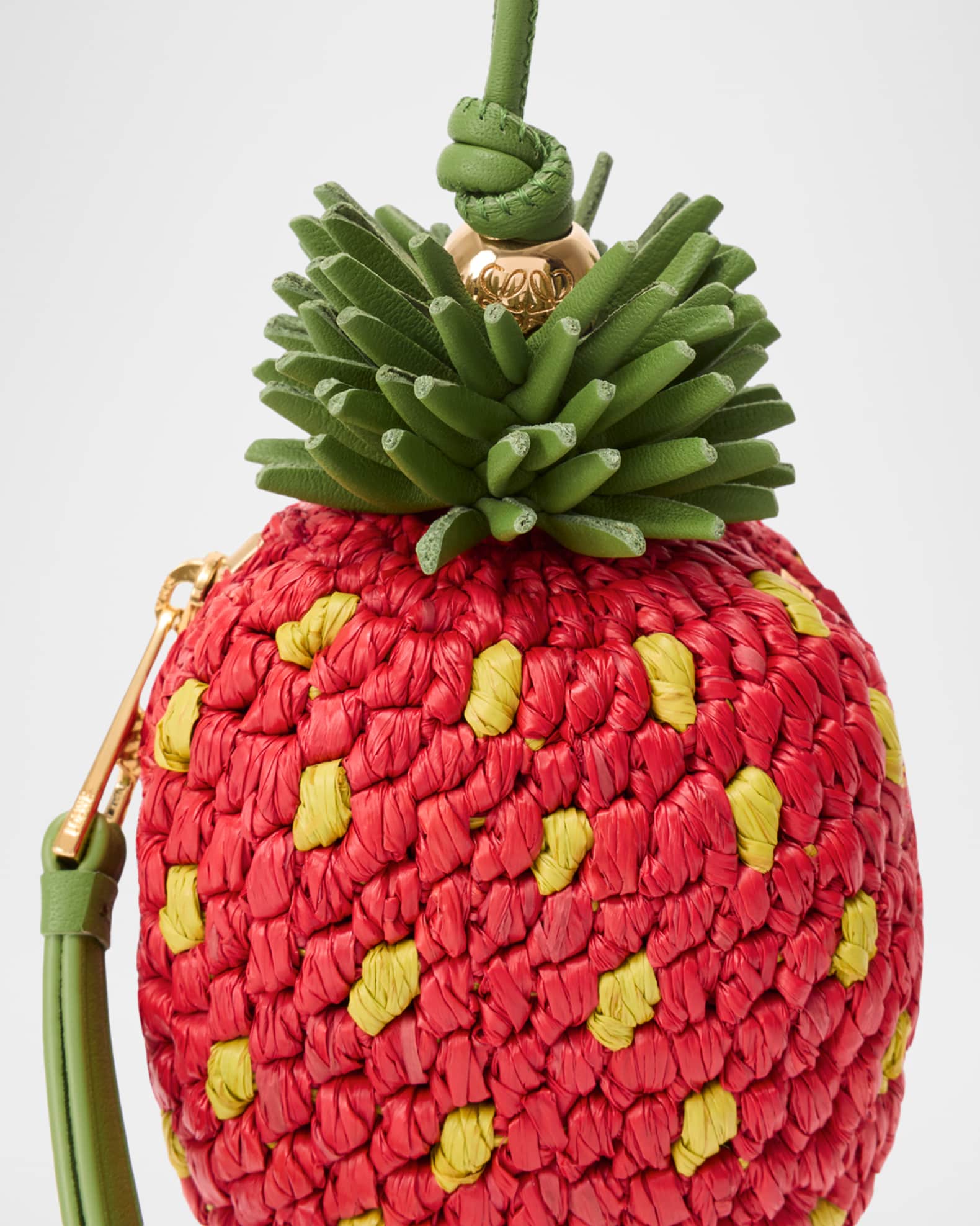 Loewe x Paula's Ibiza Strawberry Raffia Coin Purse | Neiman Marcus