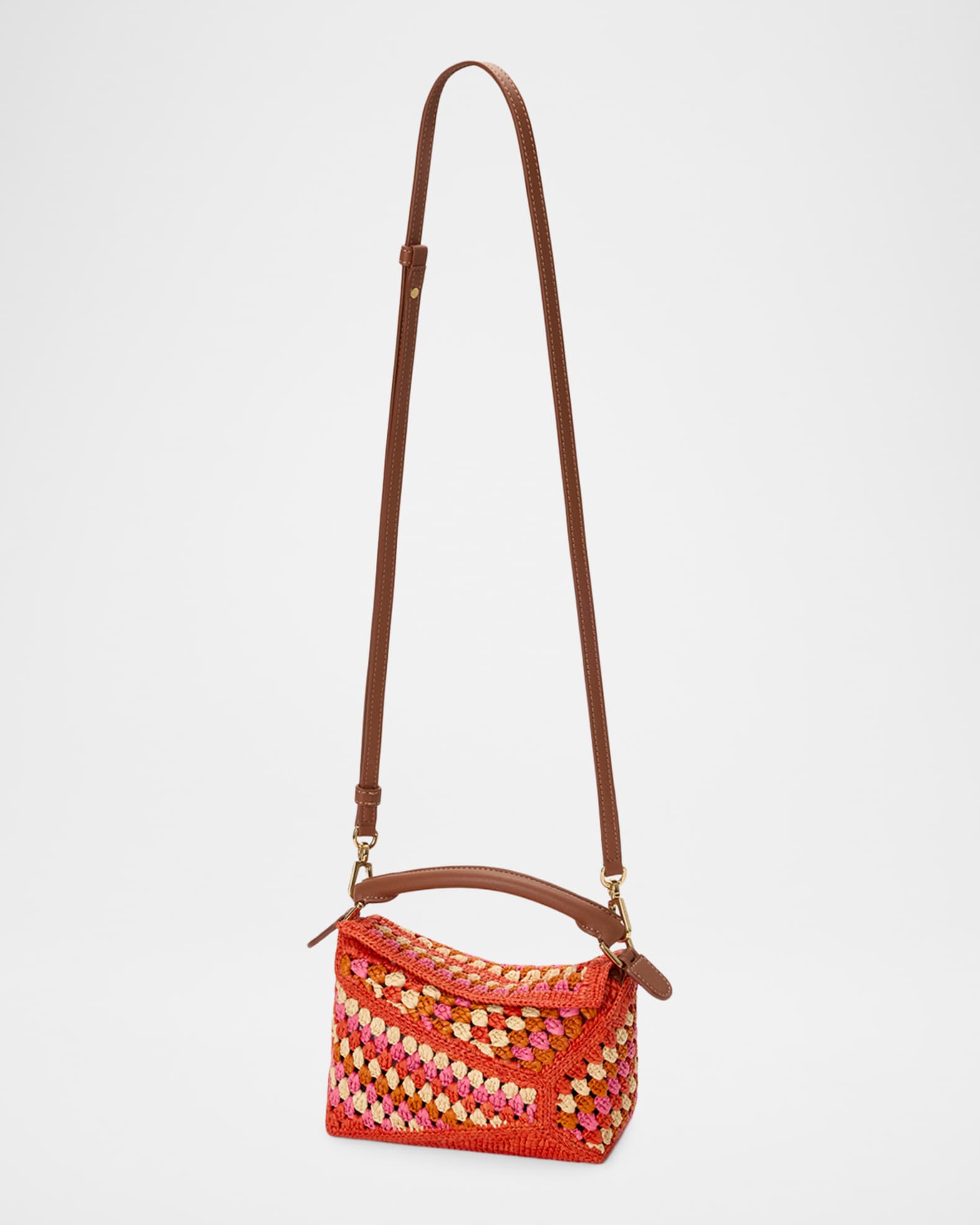 Loewe x Paula's Ibiza Puzzle Crochet Raffia Top-Handle Bag