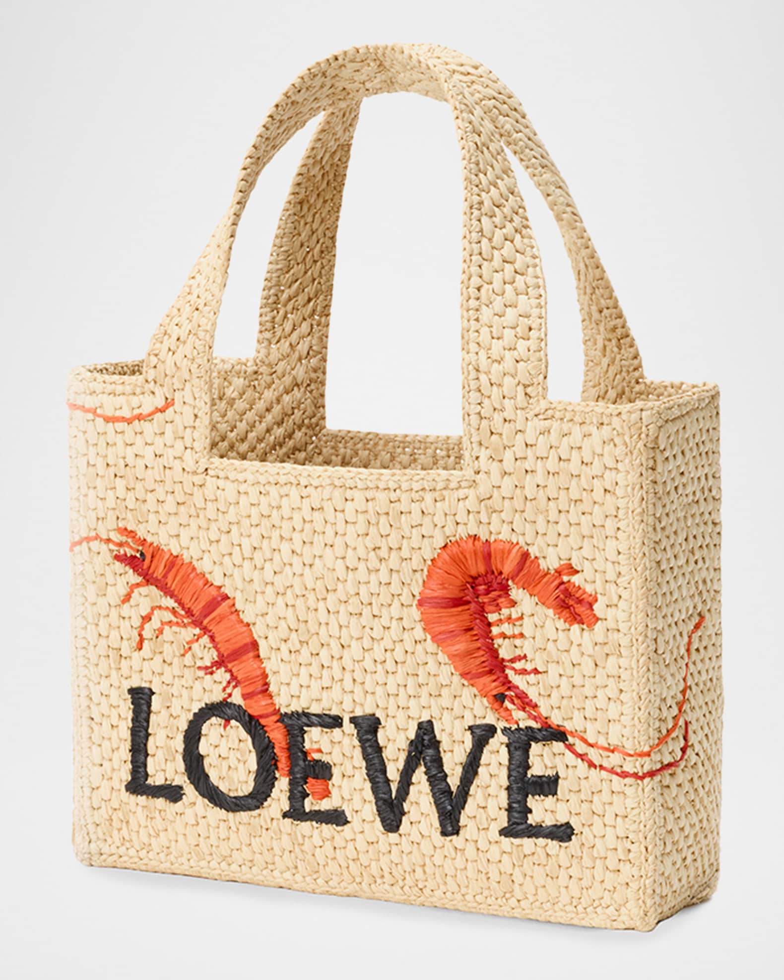 Loewe x Paula's Ibiza Shrimp-Embroidered Raffia Tote Bag | Neiman