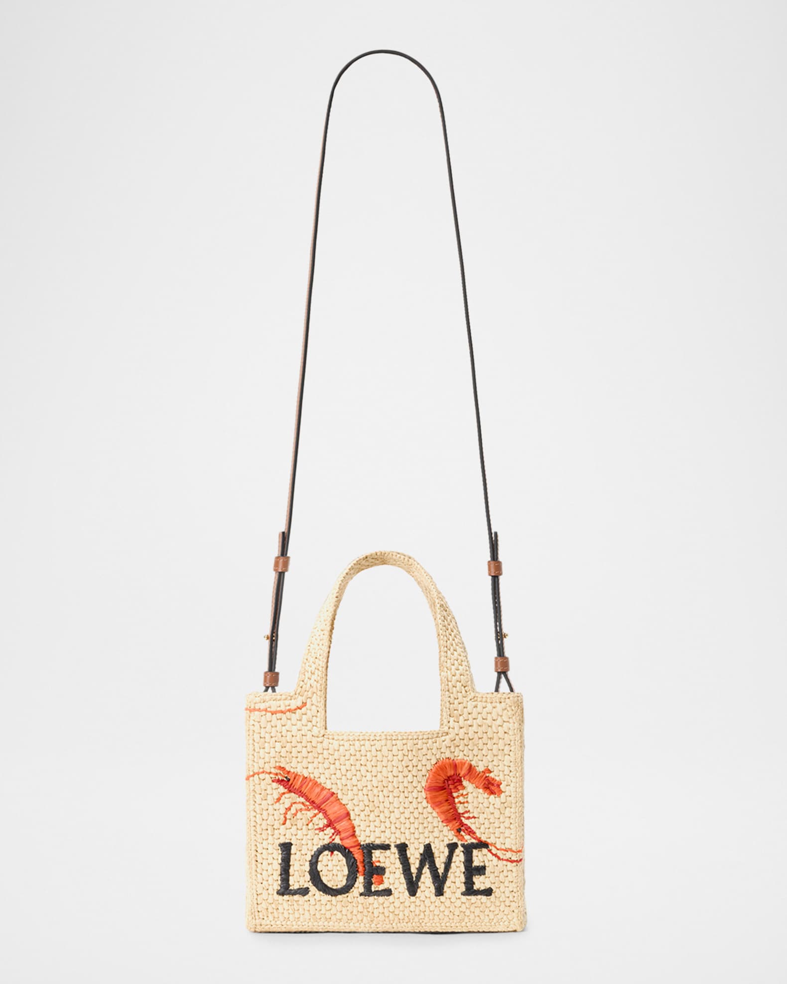 Loewe x Paula's Ibiza Shrimp-Embroidered Raffia Tote Bag | Neiman