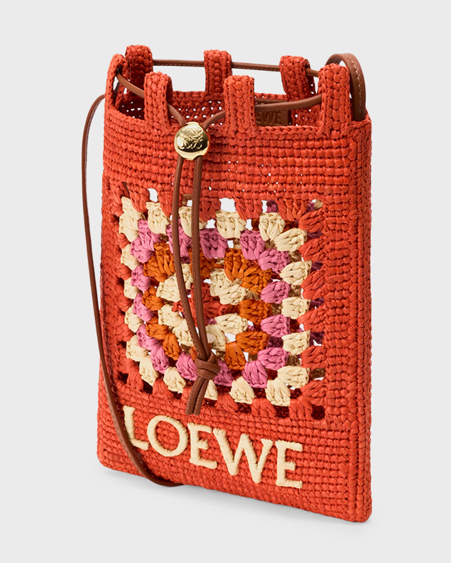 Loewe x Paula's Ibiza Crochet Raffia Pocket Crossbody Bag | Neiman