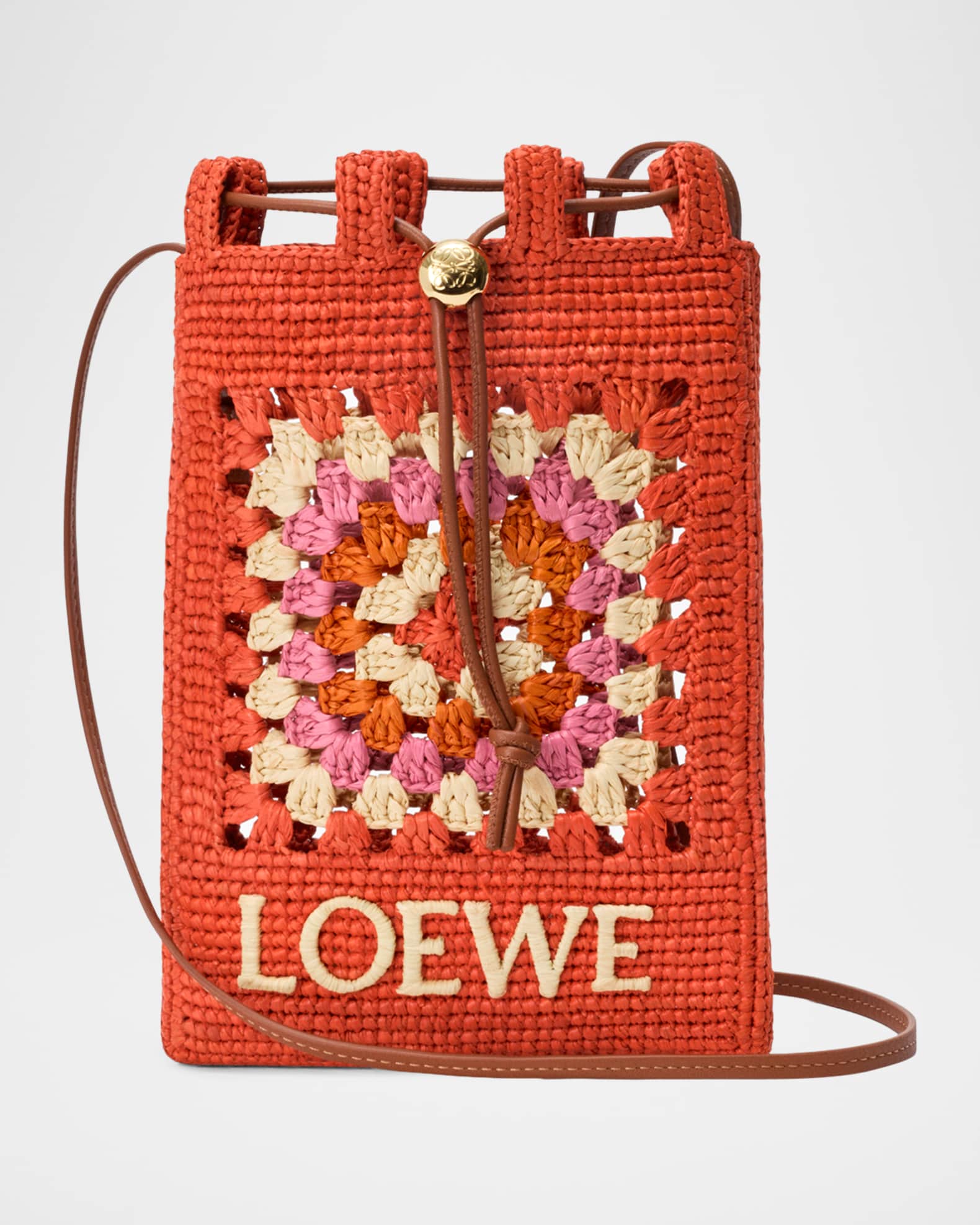 Loewe x Paula's Ibiza Crochet Raffia Pocket Crossbody Bag | Neiman