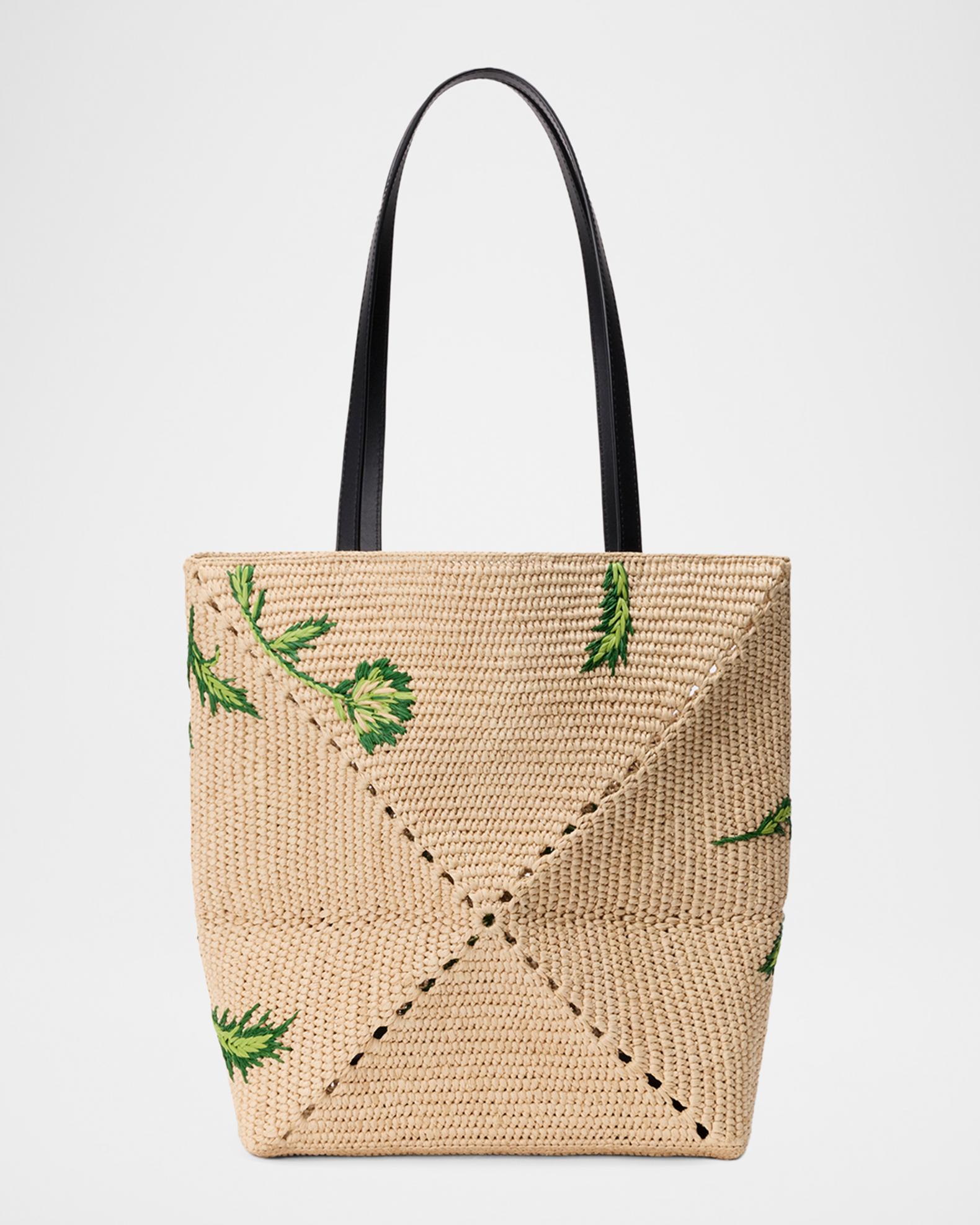 LOEWE x Paula's Ibiza Puzzle Embroidered Raffia Tote Bag | Neiman