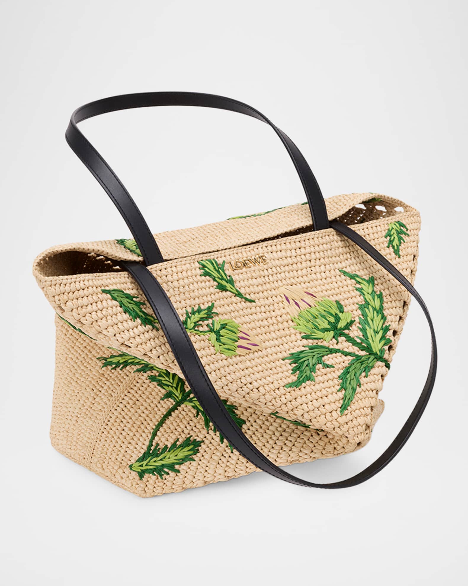 Loewe x Paula's Ibiza Puzzle Embroidered Raffia Tote Bag | Neiman