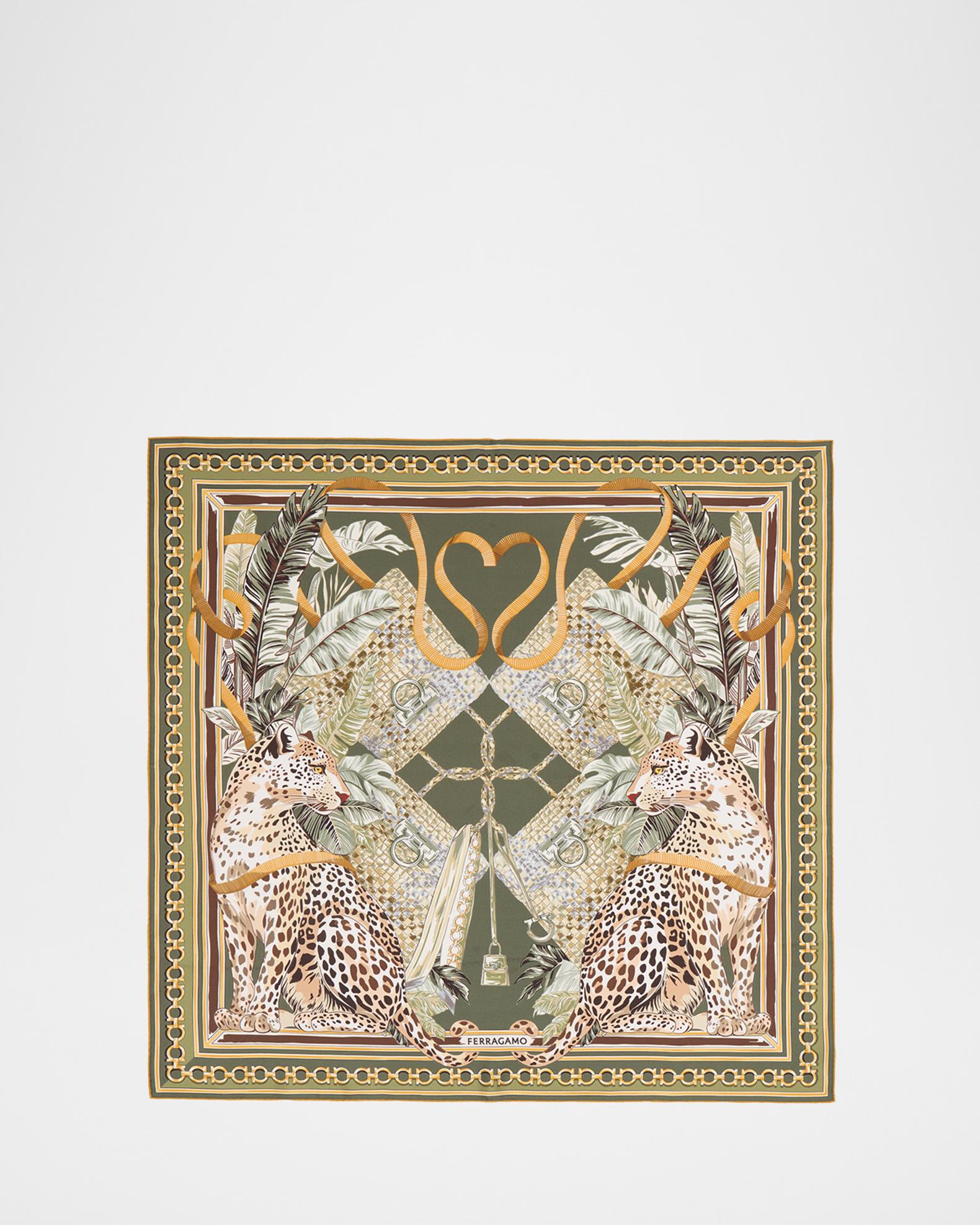 Ferragamo Poised Leopards Print Silk Scarf | Neiman Marcus