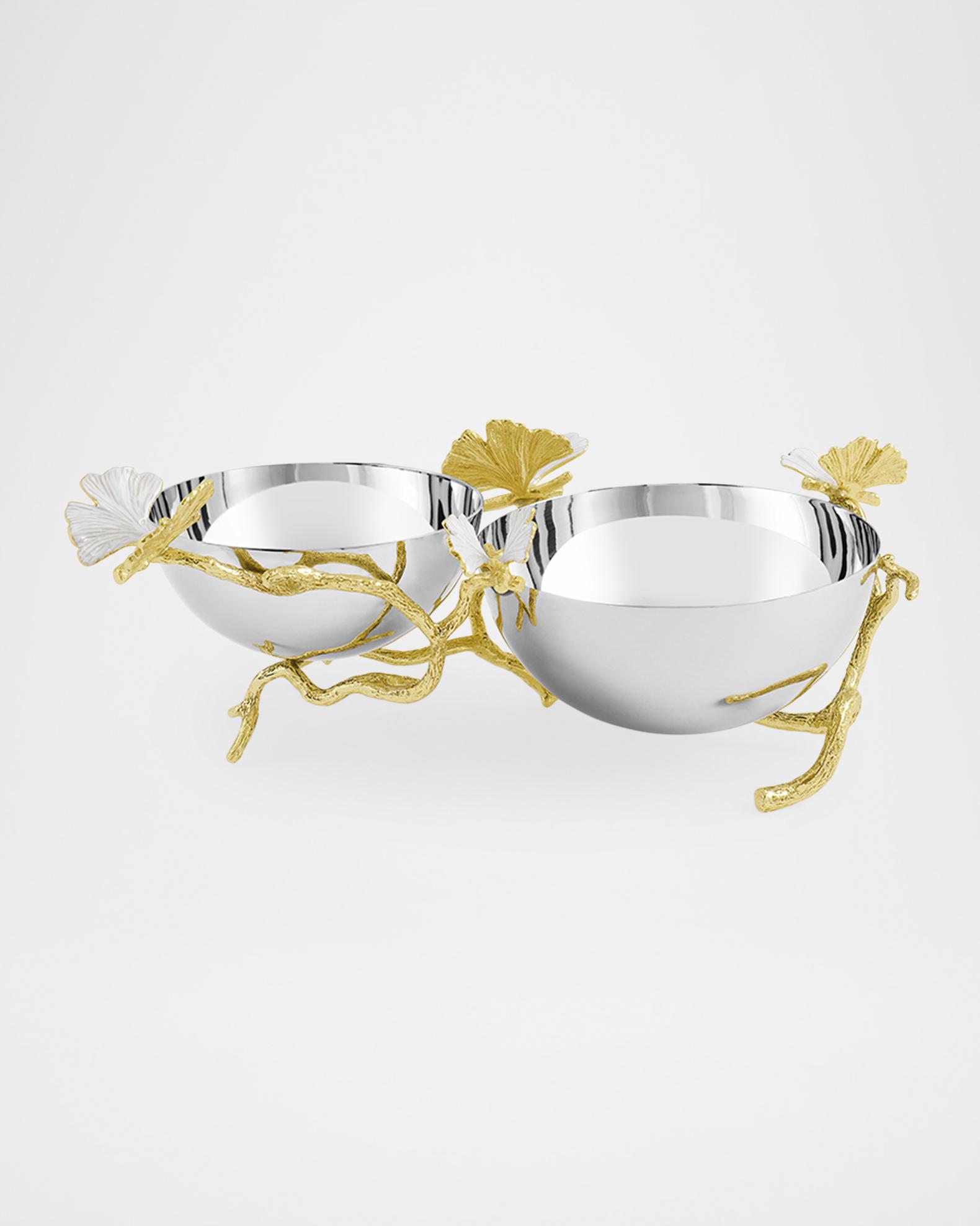 Michael Aram Butterfly Gingko Gold Double Dish | Neiman Marcus