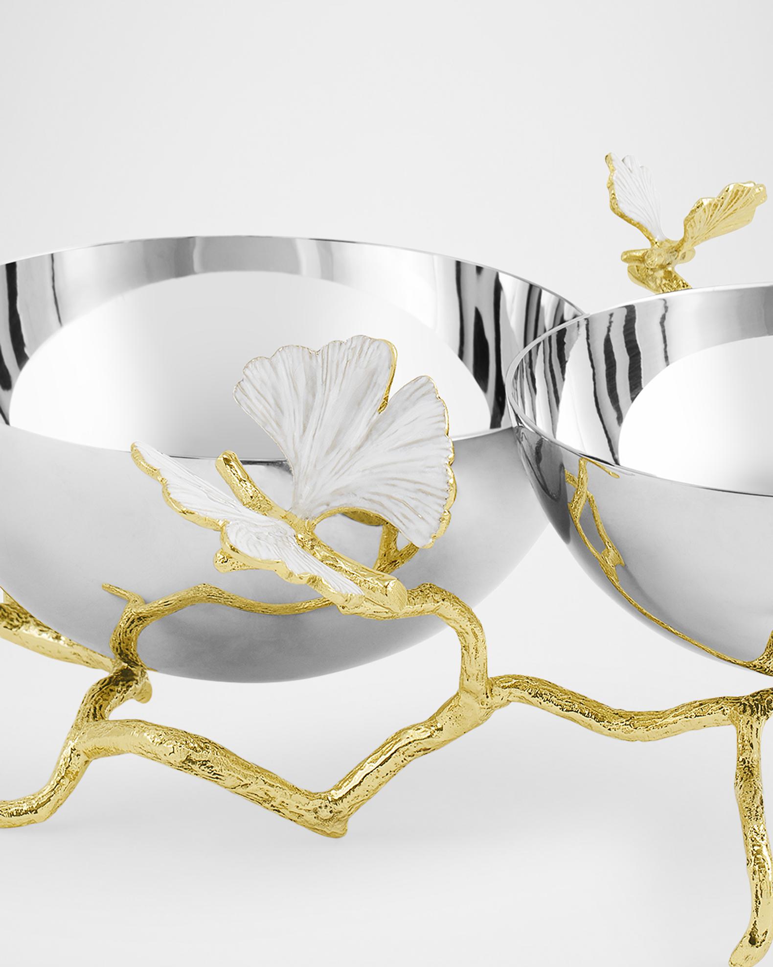 Michael Aram Butterfly Gingko Gold Double Dish | Neiman Marcus