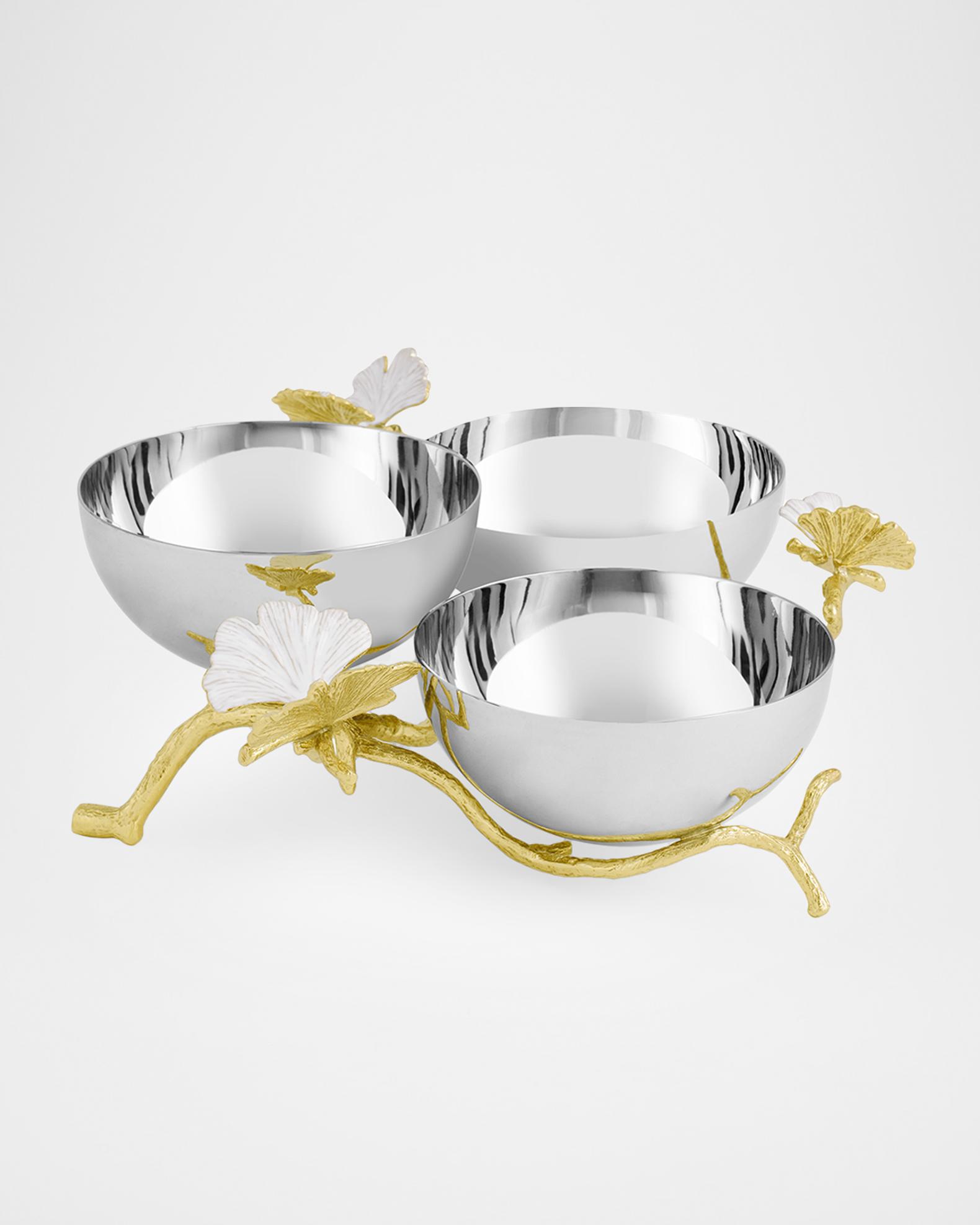 Michael Aram Butterfly Gingko Gold Triple Bowl | Neiman Marcus