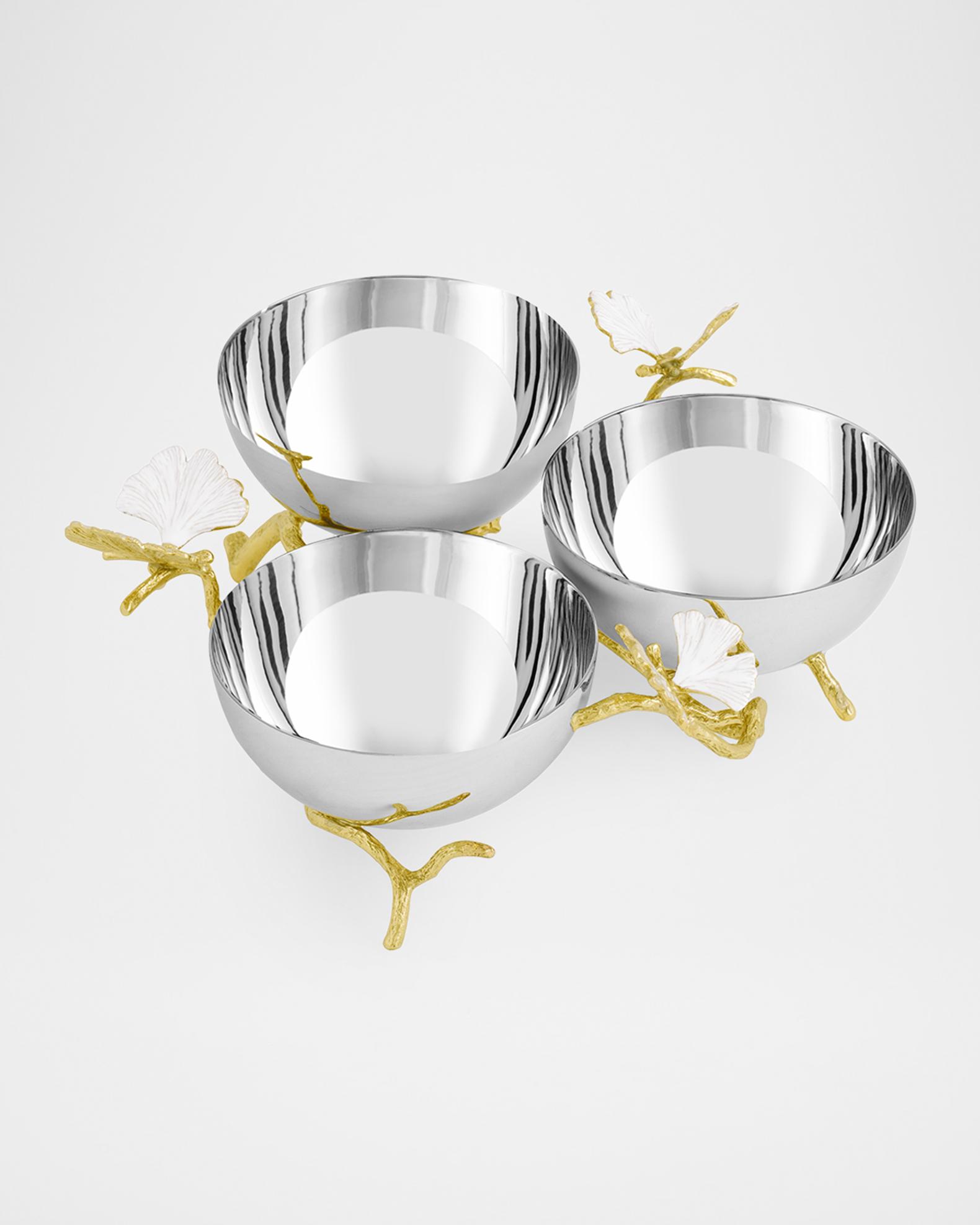 Michael Aram Butterfly Gingko Gold Triple Bowl | Neiman Marcus