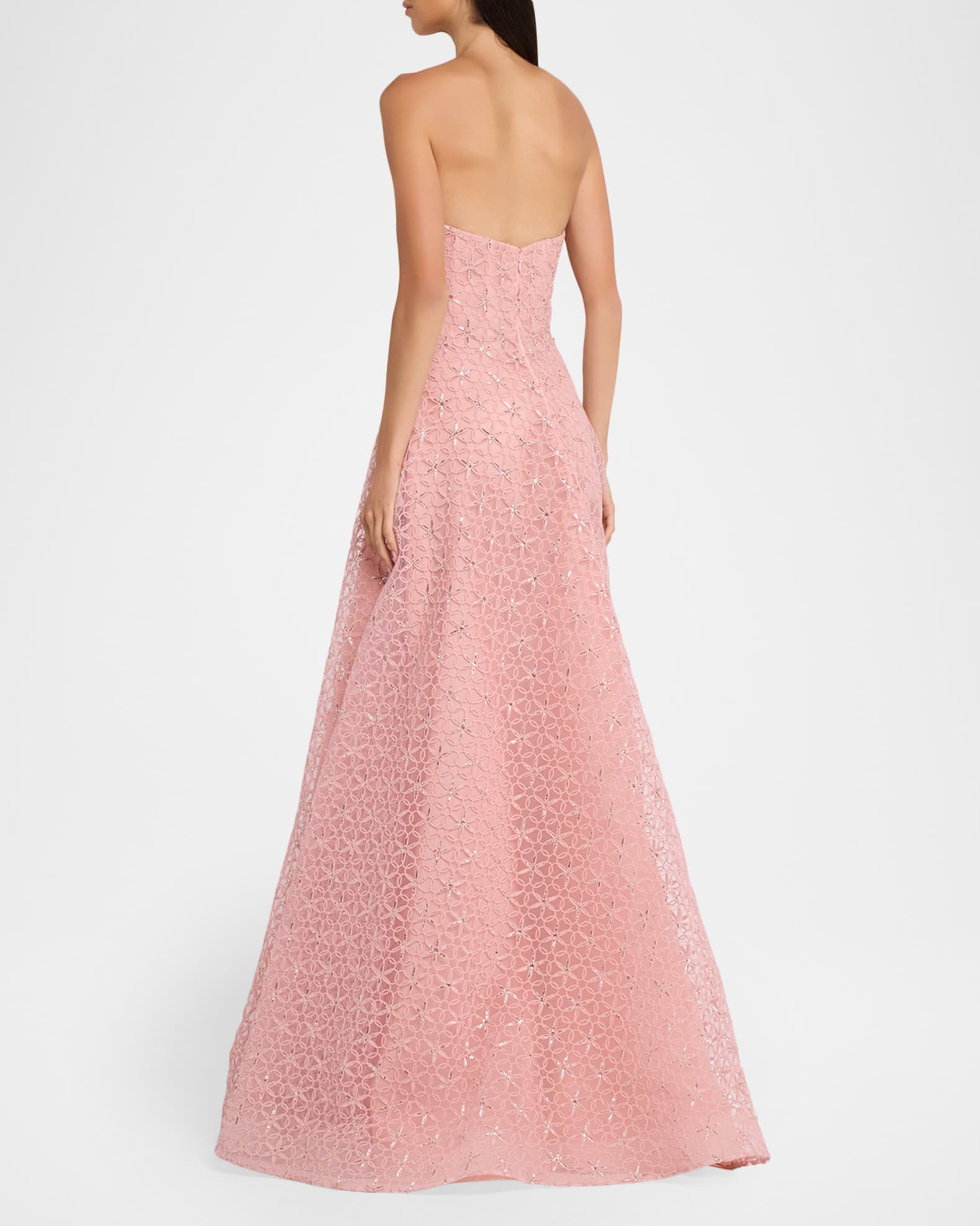 Naeem Khan Floral Cording Strapless A-Line Gown | Neiman Marcus