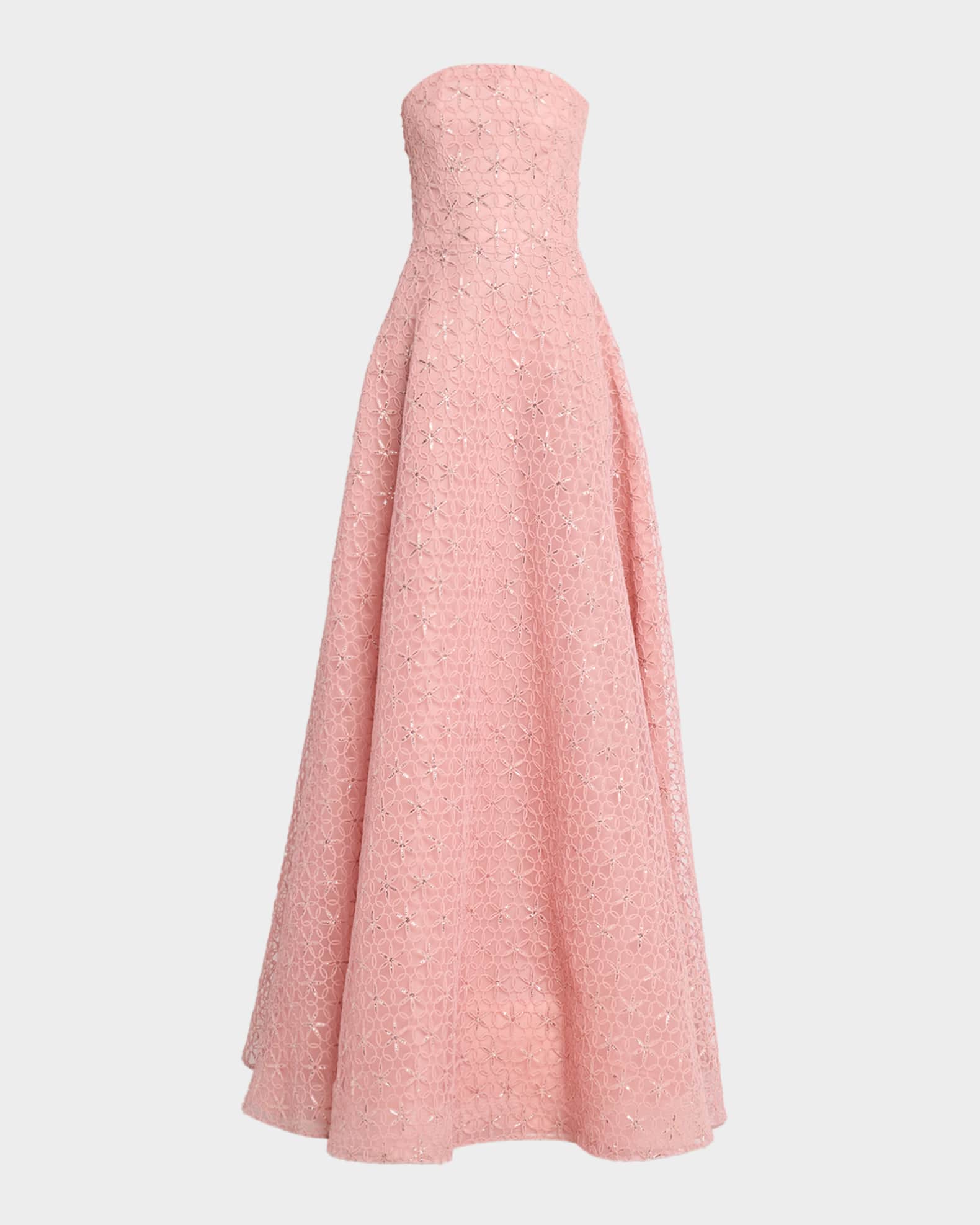 Naeem Khan Floral Cording Strapless A-Line Gown | Neiman Marcus