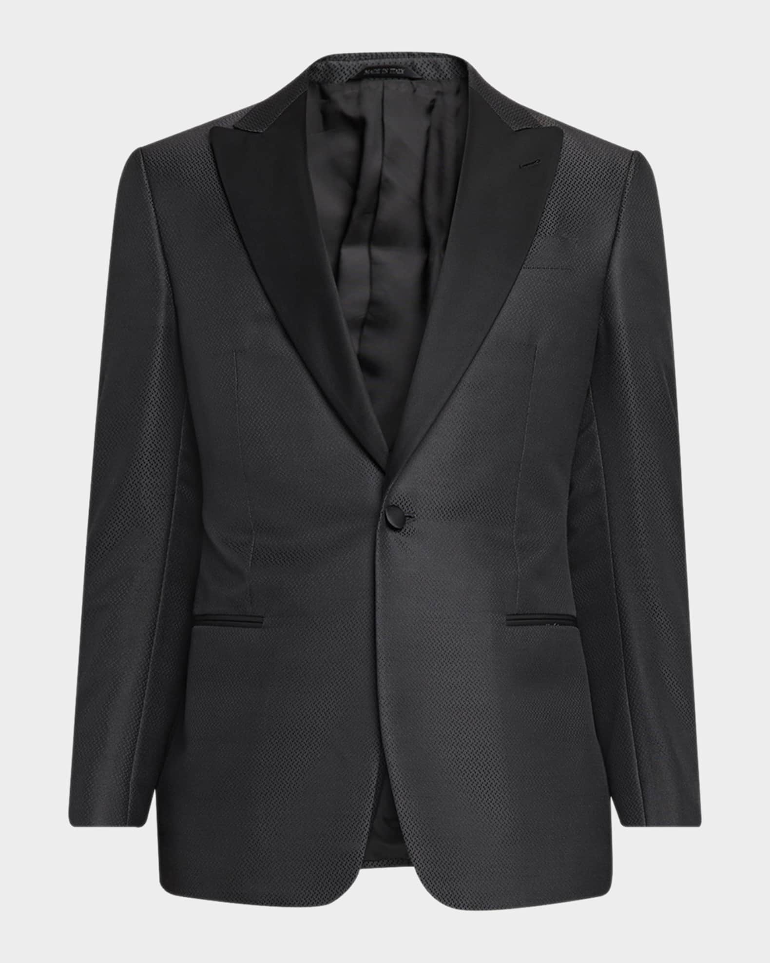 Giorgio Armani Wool-Silk Micro Jacquard Dinner Jacket | Neiman Marcus